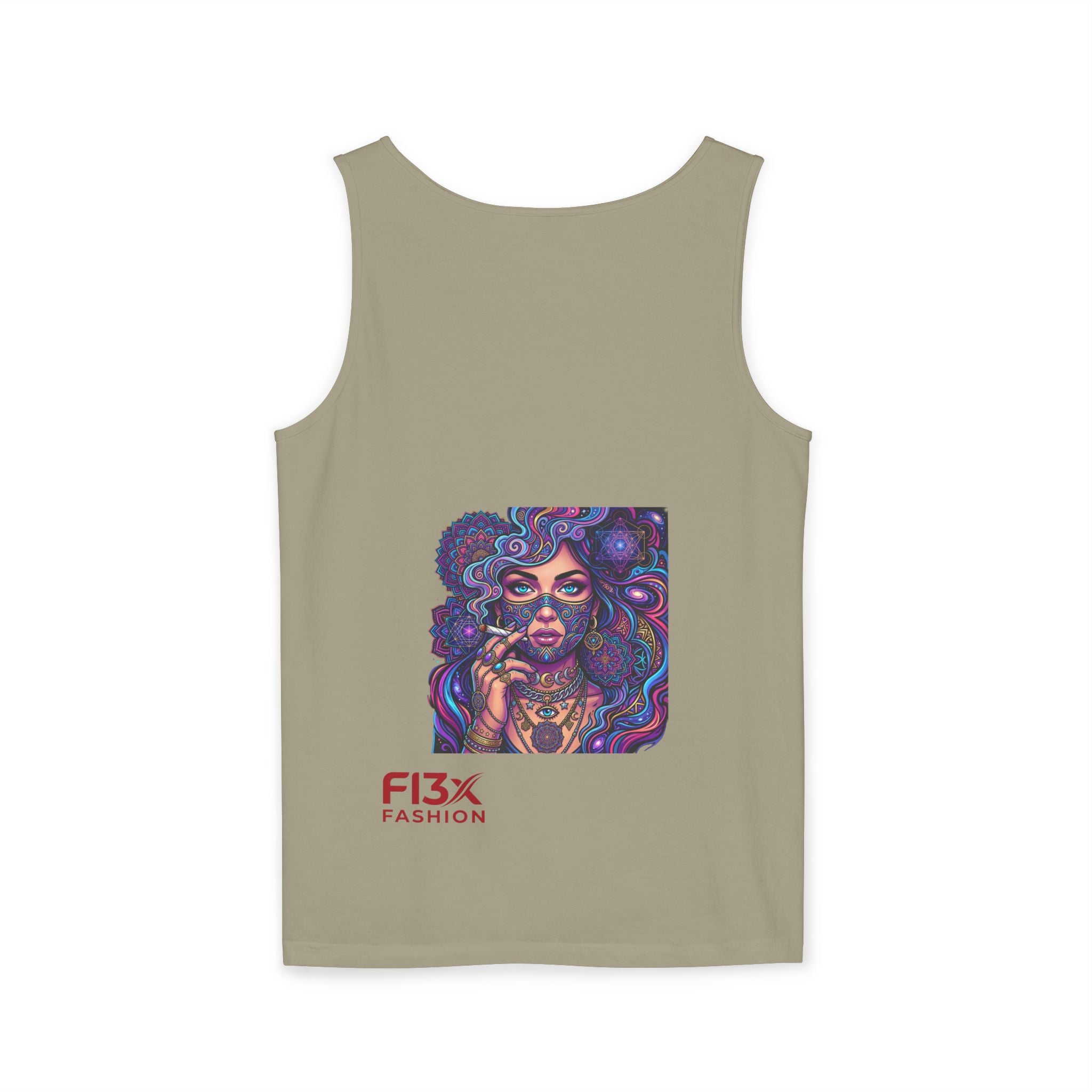 Graphic Tank Top - Colorful Cosmic Woman Illustration