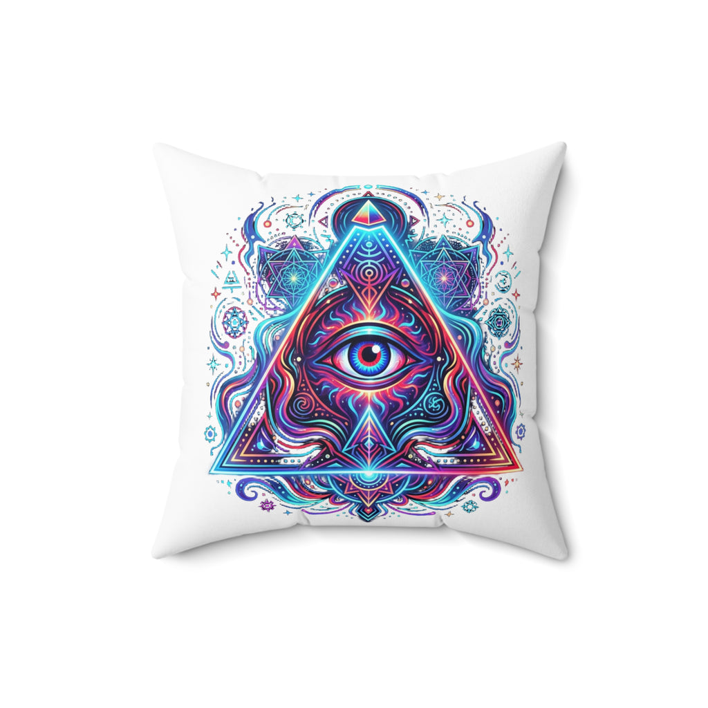 Mystic Third Eye Triangle Pillow - Psychedelic Spiritual Decorative Throw
