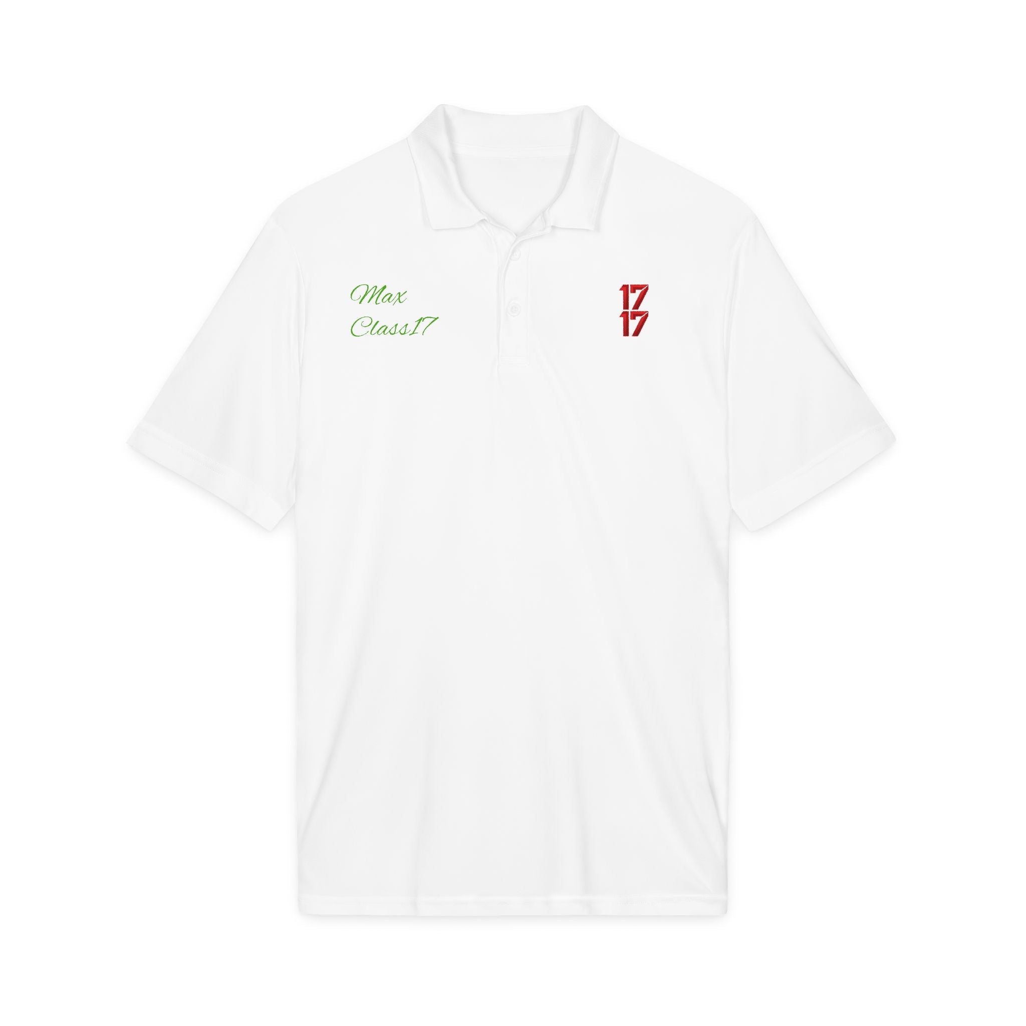 Embroidered 17/17 Polo Shirt with 'Max Crew!!' Accent