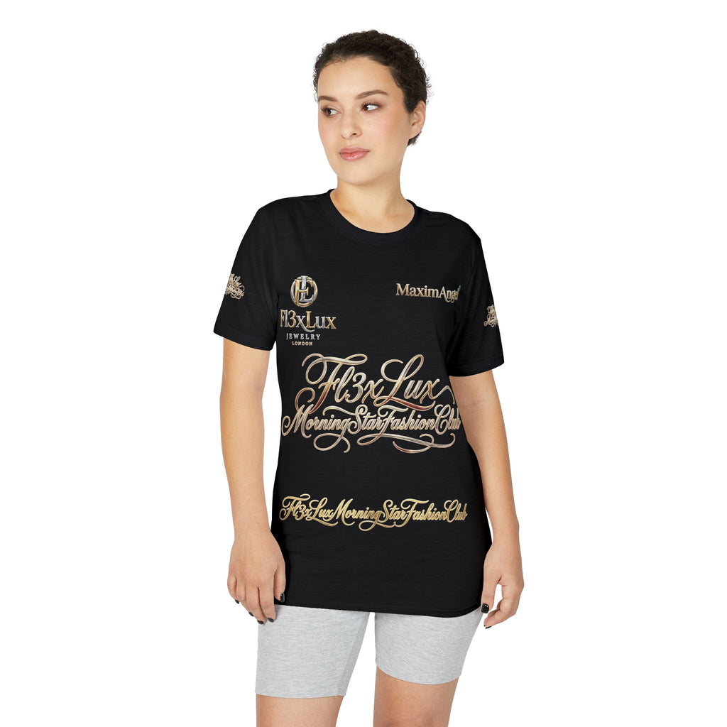 Luxury Gold Script Performance T-Shirt — F3xLux Morning Stay Fashion Club Design