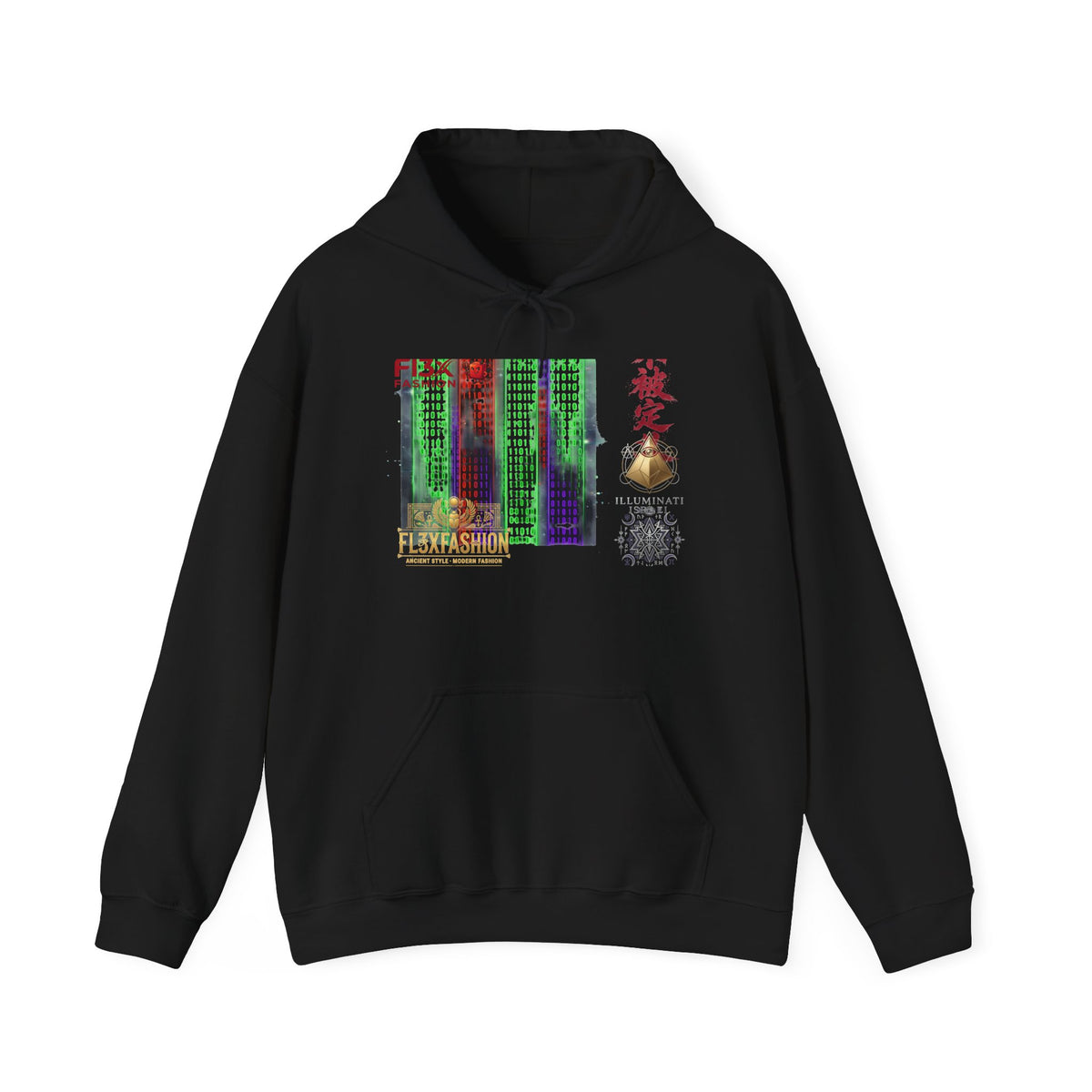 Matrix-Inspired Cyberpunk Hoodie with Kanji & Vaporwave Collage