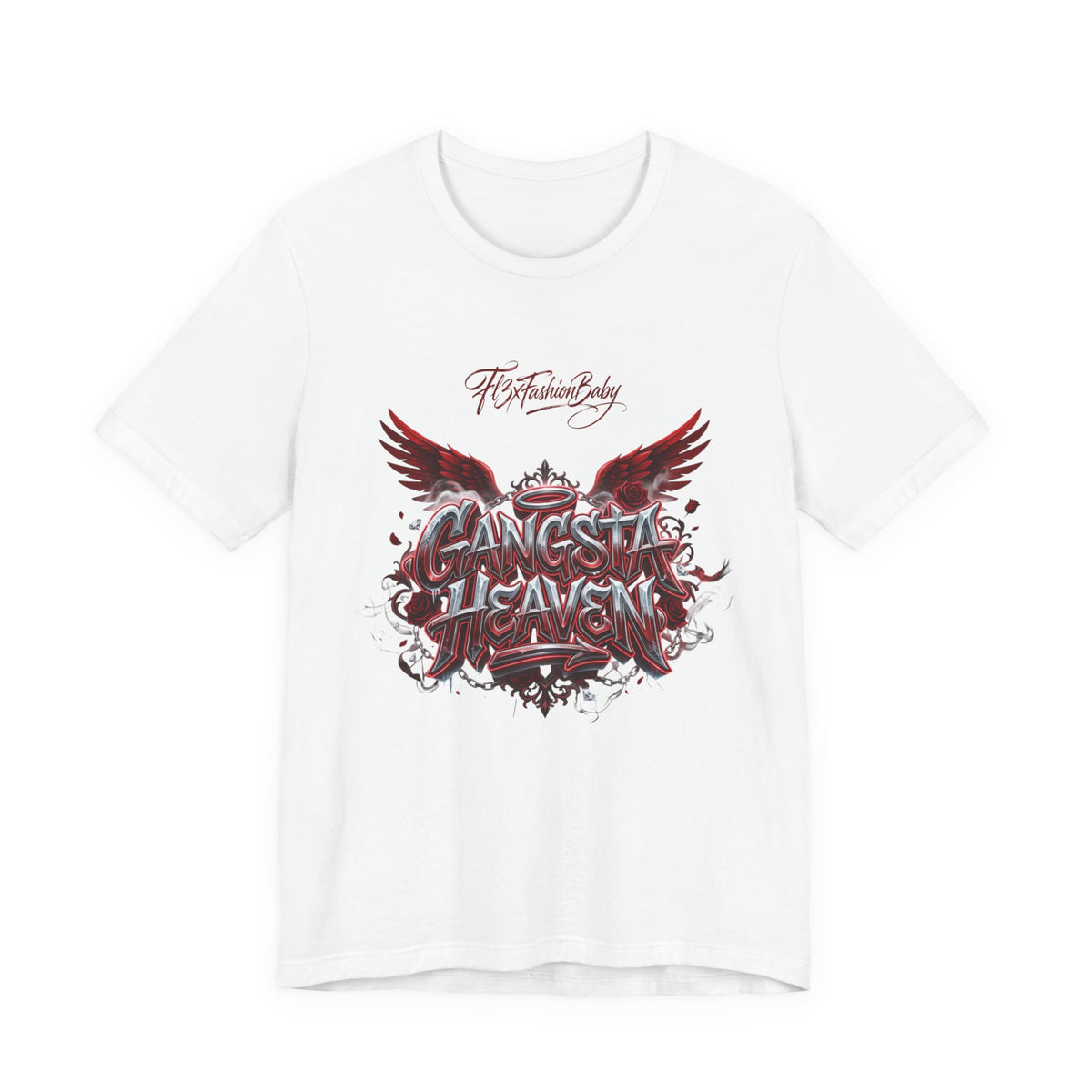 Gangsta Heaven Graphic Tee — Urban Winged Script T-Shirt