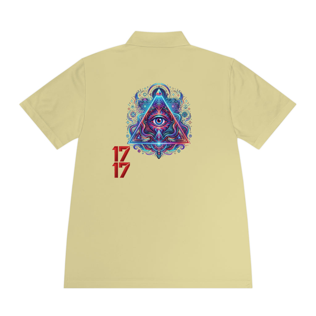 Men's Polo Shirt — Mystic All-Seeing Eye Triangle Design with 17/17 Accent