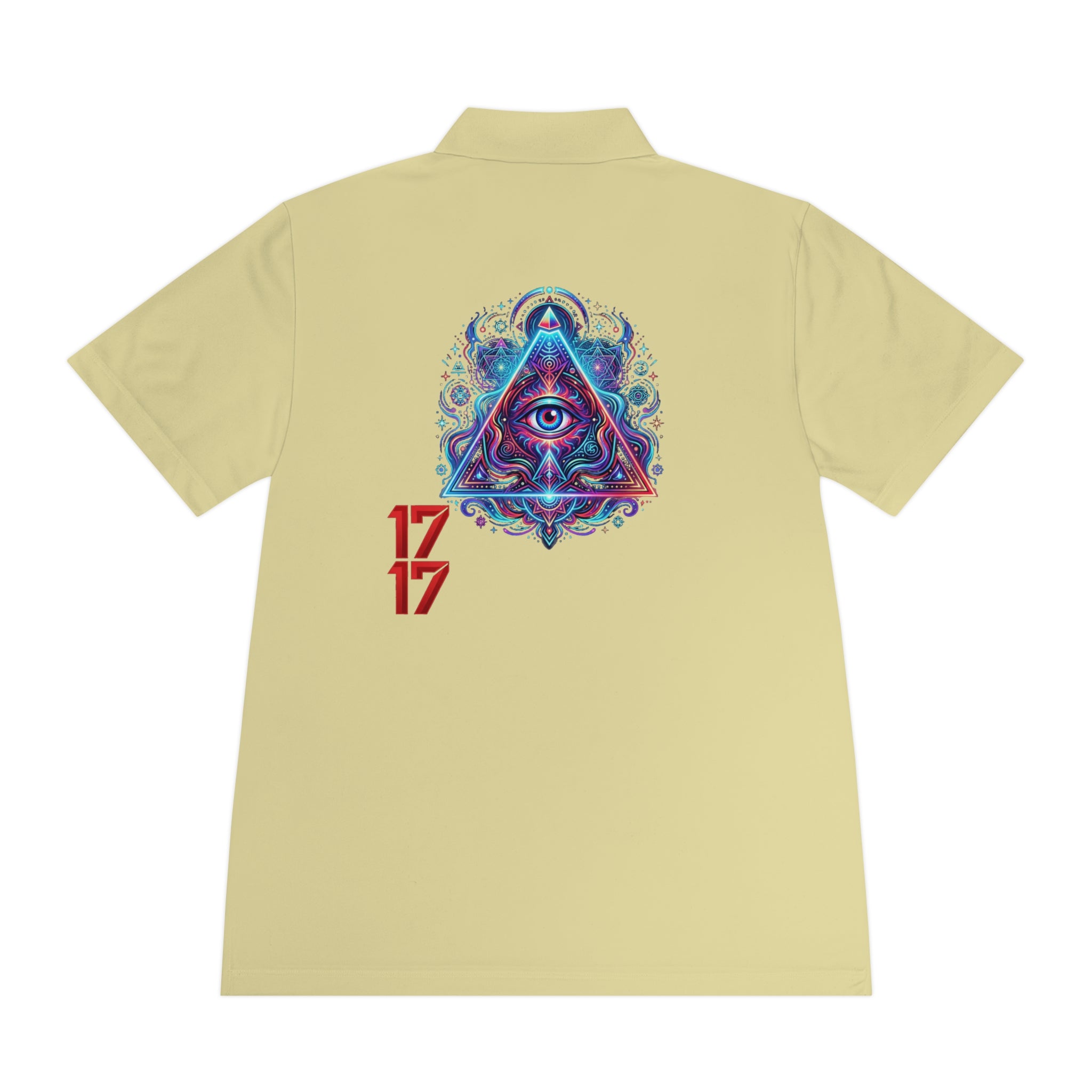 Men's Polo Shirt — Mystic All-Seeing Eye Triangle Design with 17/17 Accent