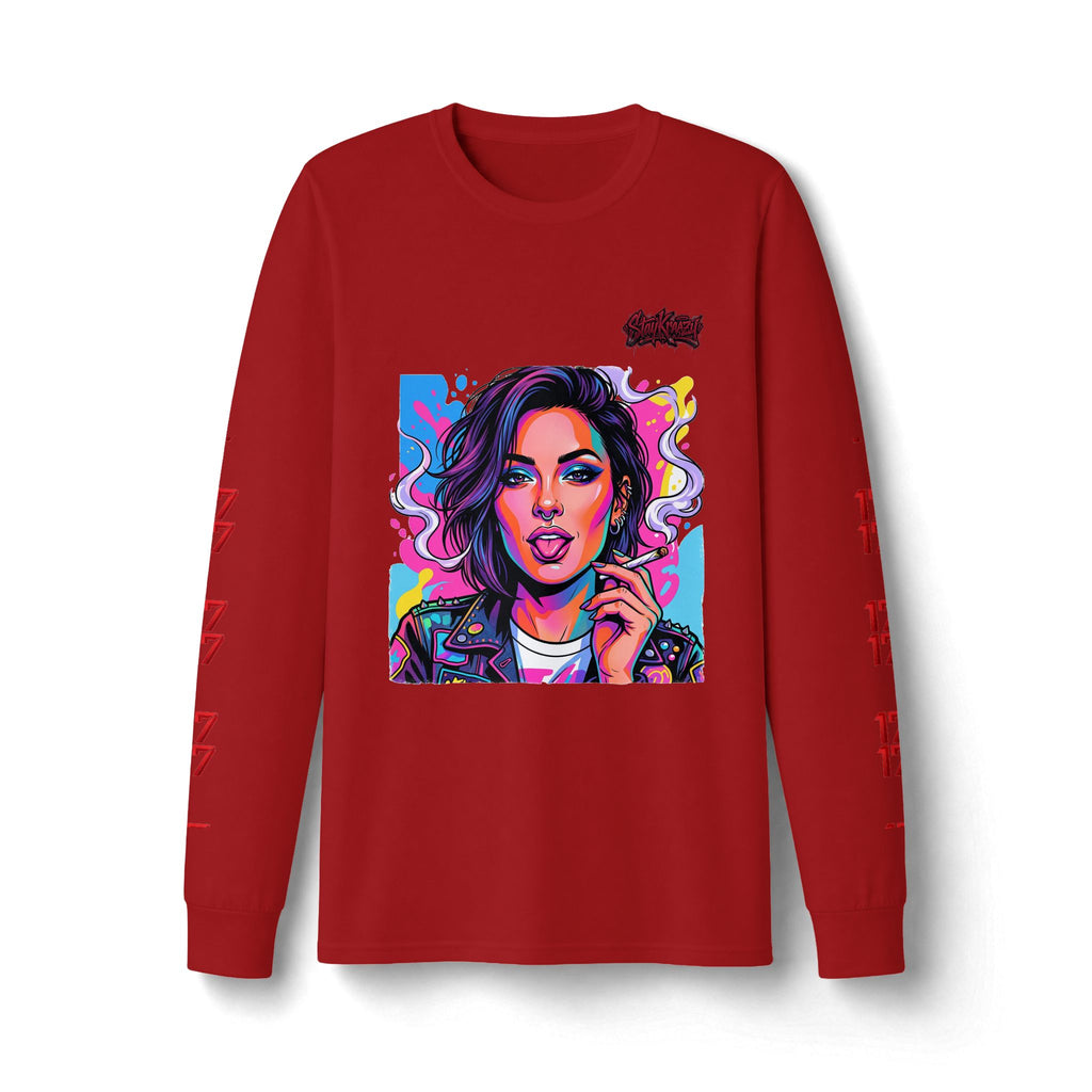 Long Sleeve Tee — Neon Pop Portrait Graphic