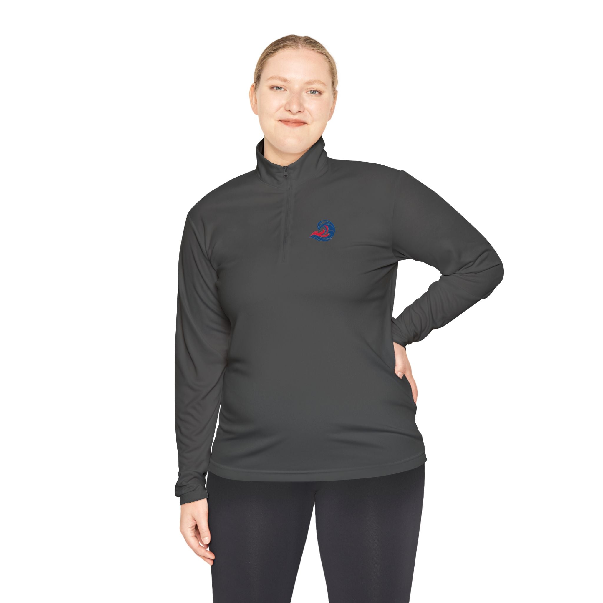 Quarter-Zip Pullover — Coastal Wave Logo Pullover with Back Graphic