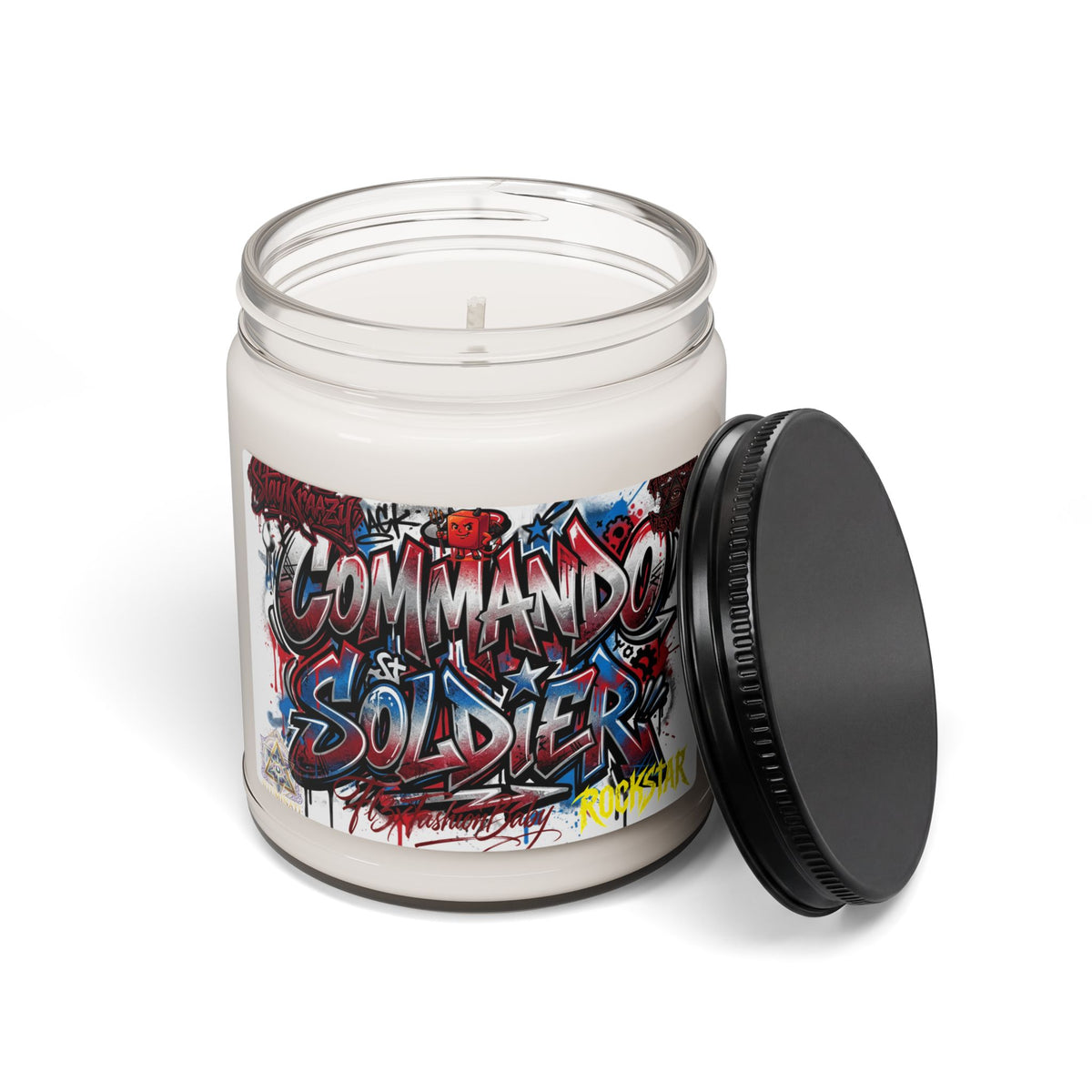 Commando Soldier Graffiti Scented Soy Candle — 9oz Jar