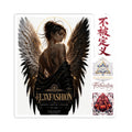Dark Angel Kiss-Cut Sticker Sheet — Gothic Winged Woman, Japanese Script & Occult Icons
