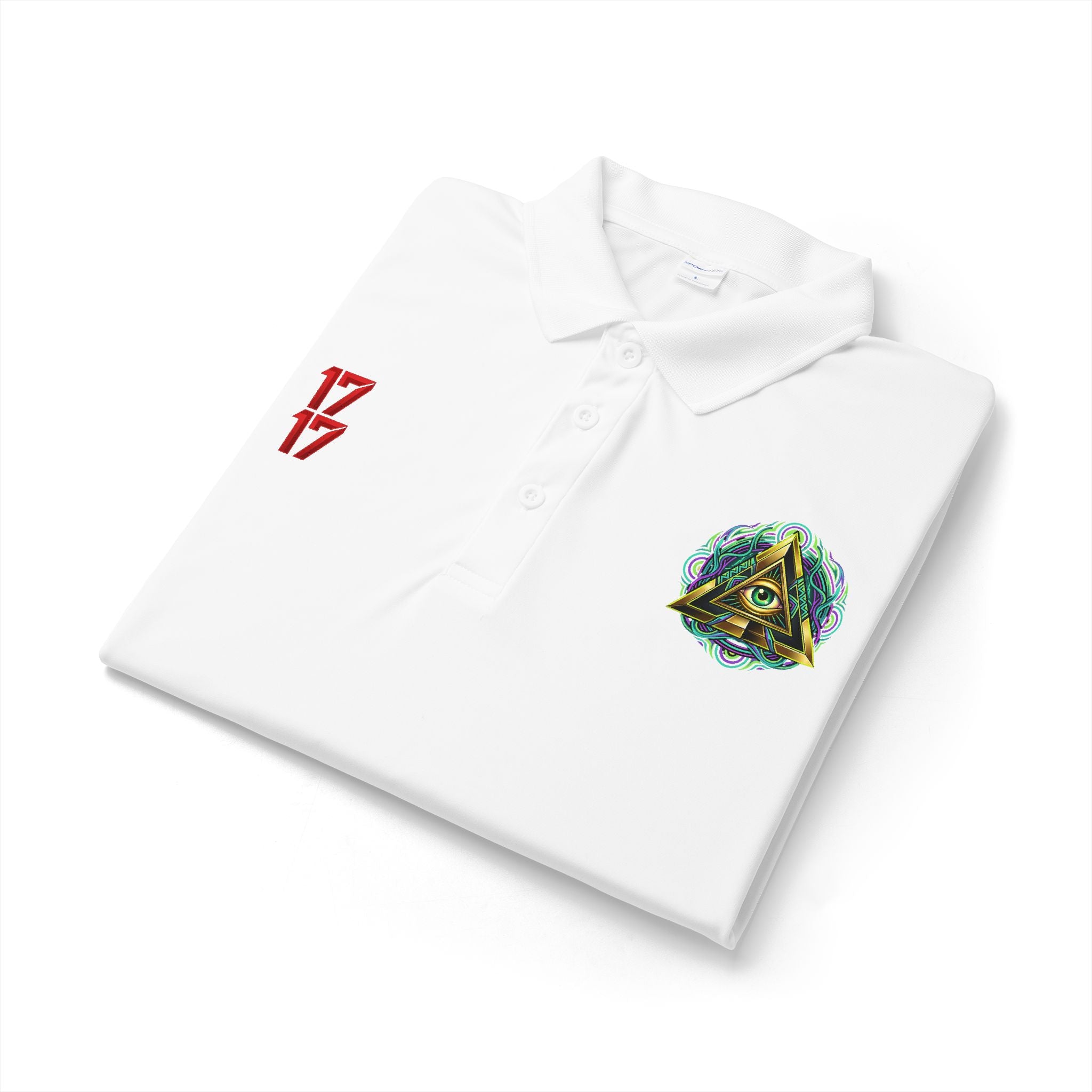Embroidered Triangle Eye Polo Shirt — 1717 Logo Performance Golf Polo