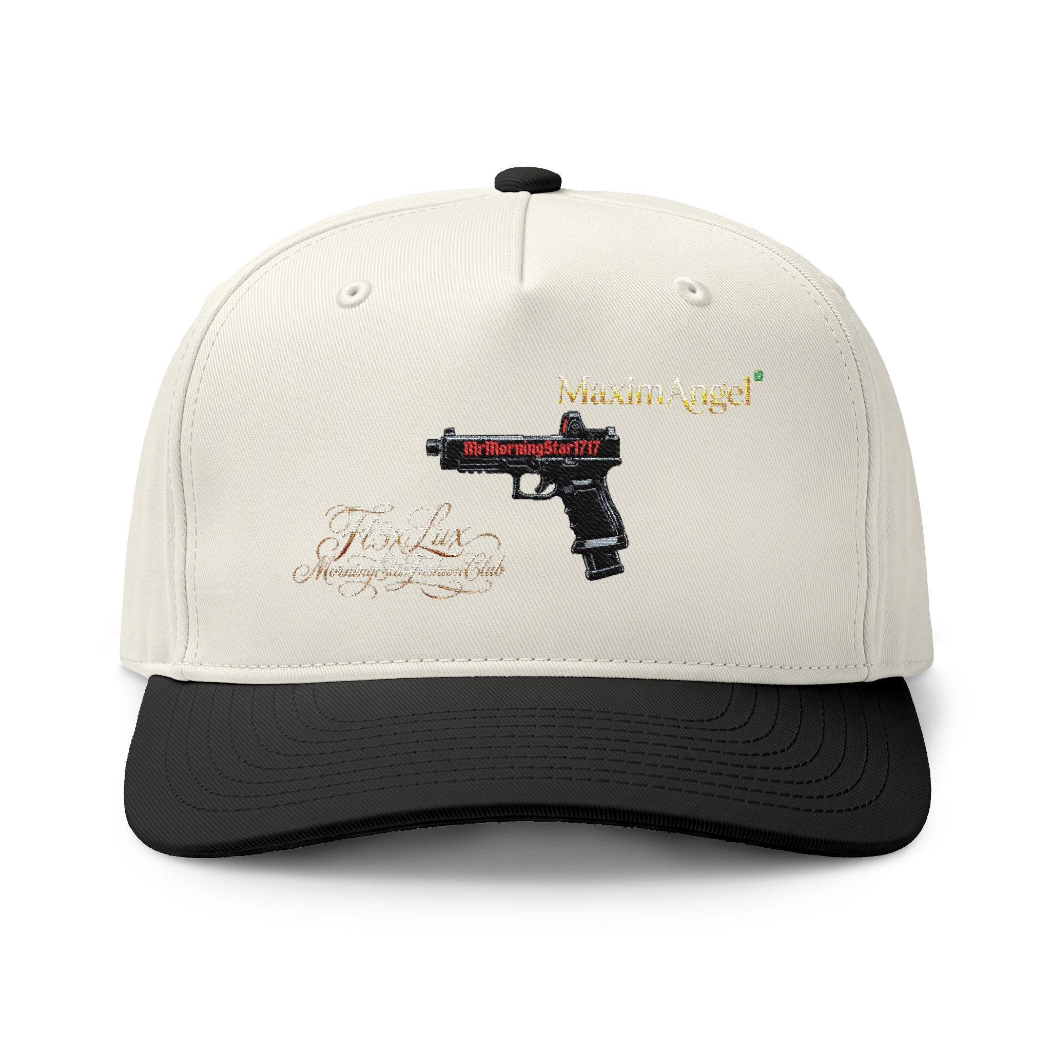 Two-Tone Cap — Embroidered Handgun Graphic "Marine Angel" Trucker Hat