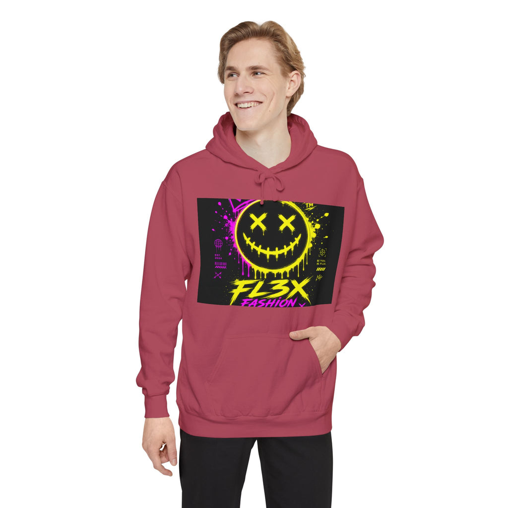 Graffiti Smiley Hoodie — FL3X Neon Streetwear Pullover