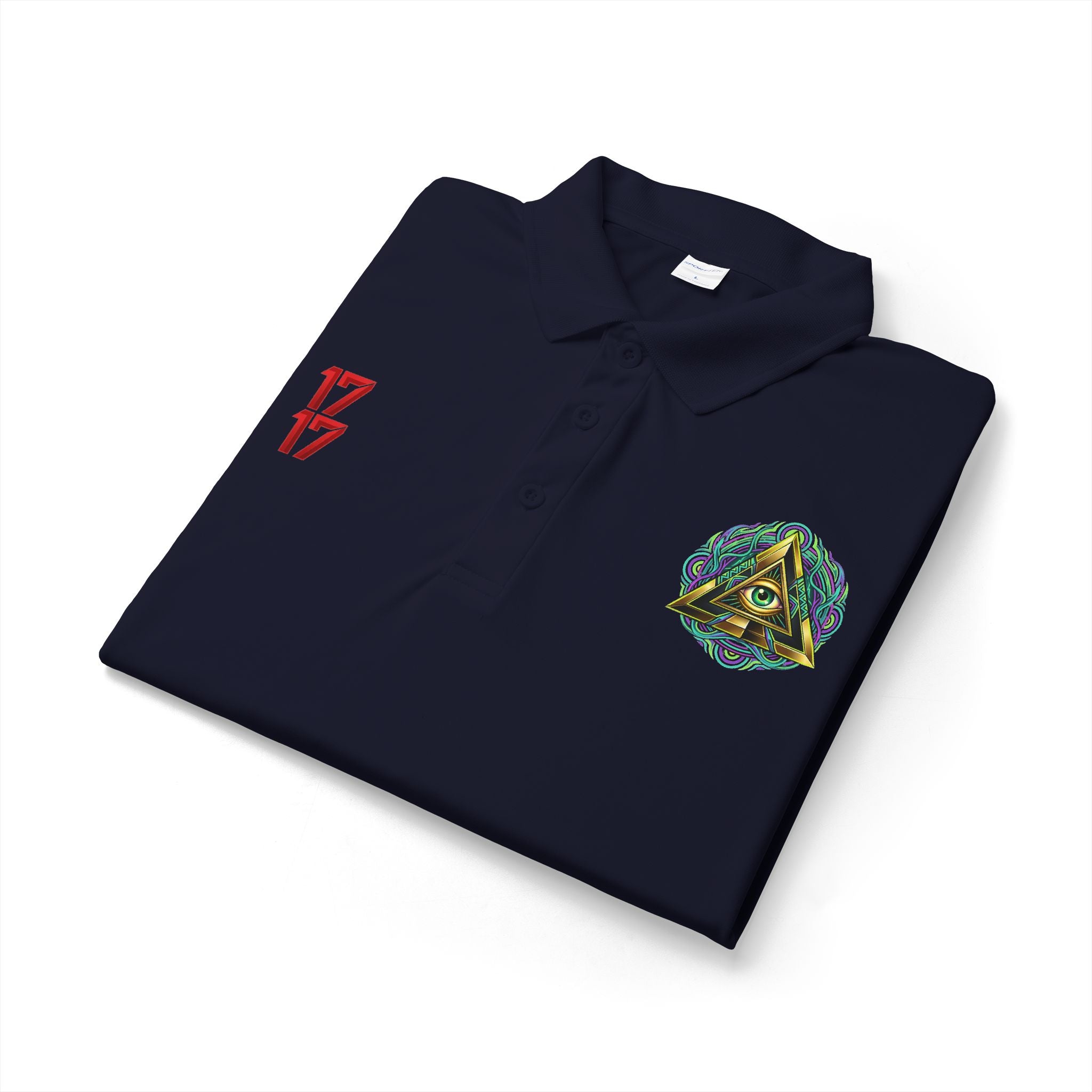 Embroidered Triangle Eye Polo Shirt — 1717 Logo Performance Golf Polo