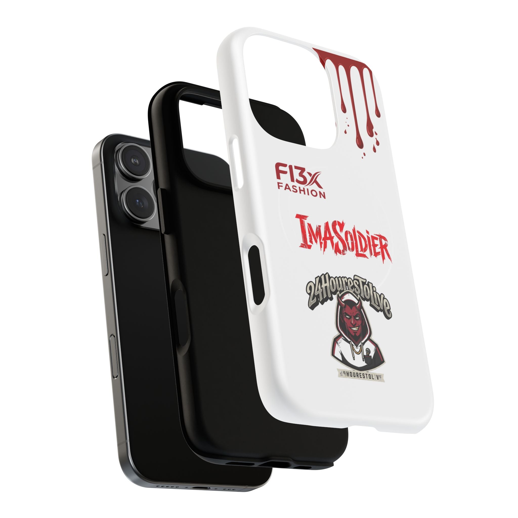 Tough Magnetic Phone Case — 'ImASoldier' Blood Drip Gaming Design