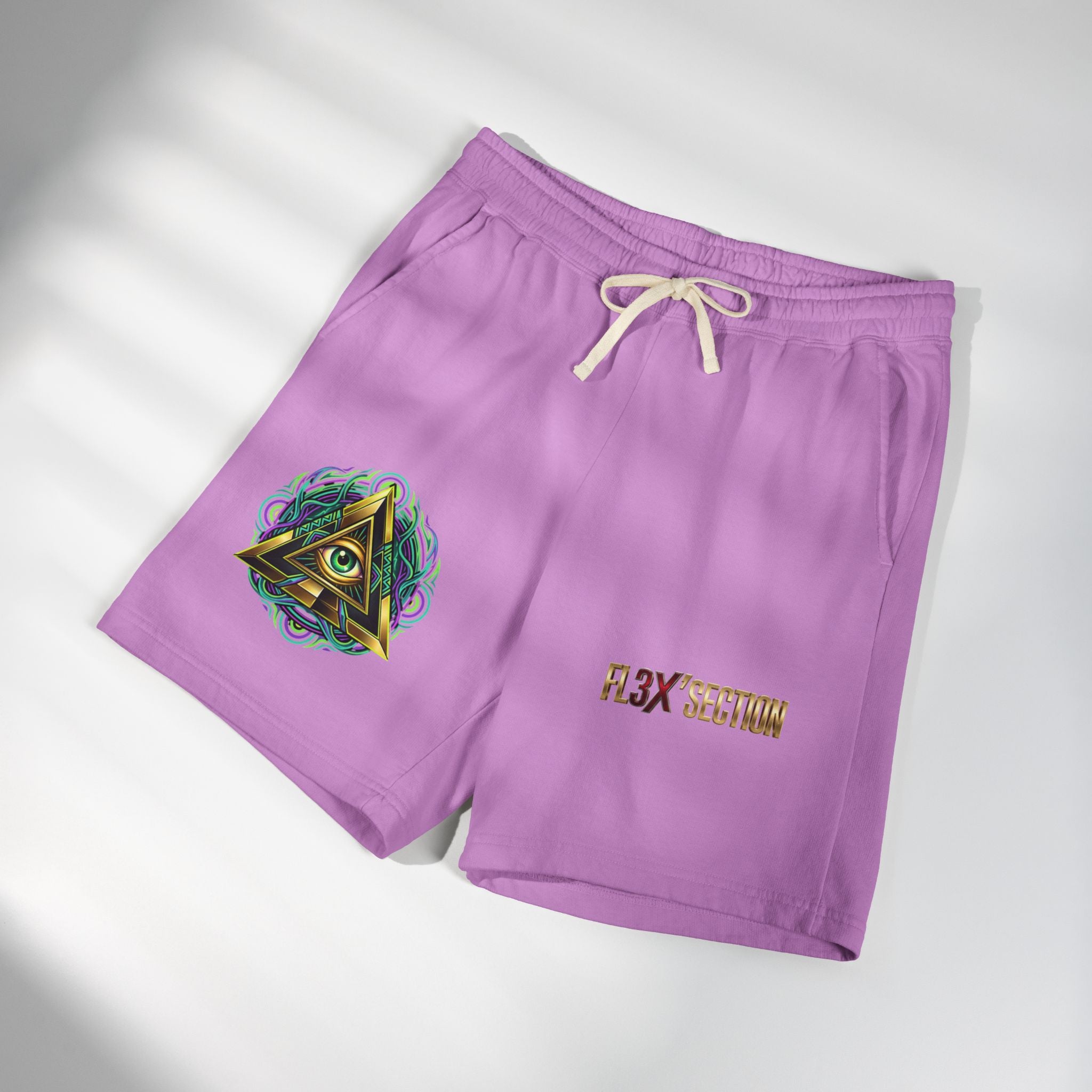 Conscious Symbol Fleece Sweat Shorts — Illuminati Triangle & Anarchy Graphic