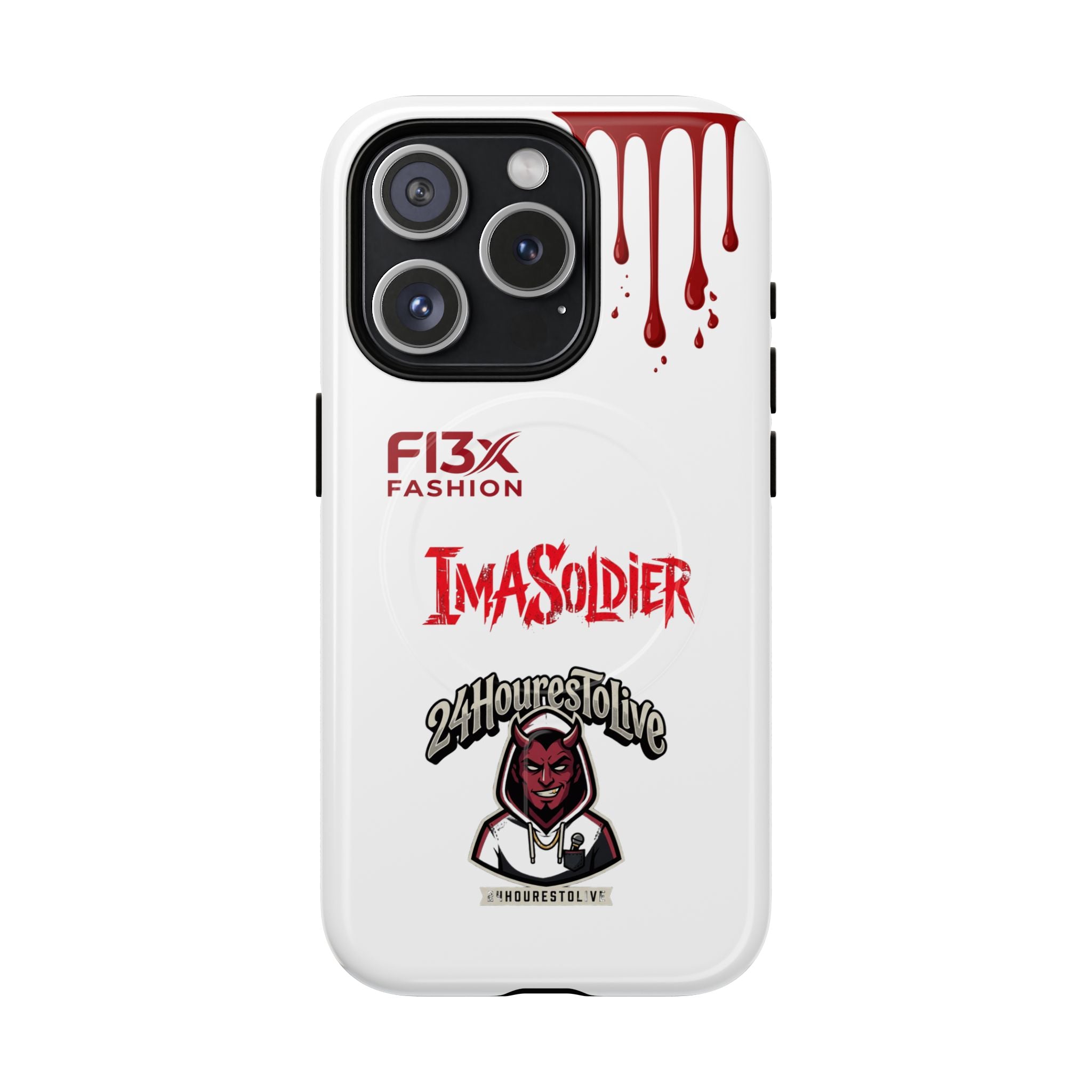 Tough Magnetic Phone Case — 'ImASoldier' Blood Drip Gaming Design