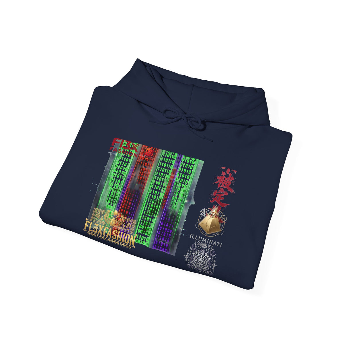 Matrix-Inspired Cyberpunk Hoodie with Kanji & Vaporwave Collage