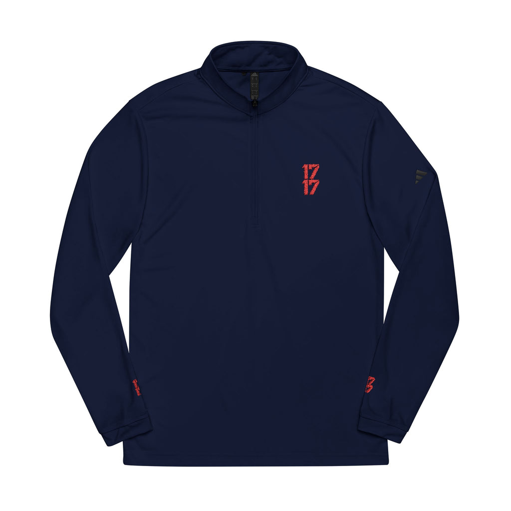 Embroidered adidas Quarter-Zip Pullover – Lightweight White Performance Top