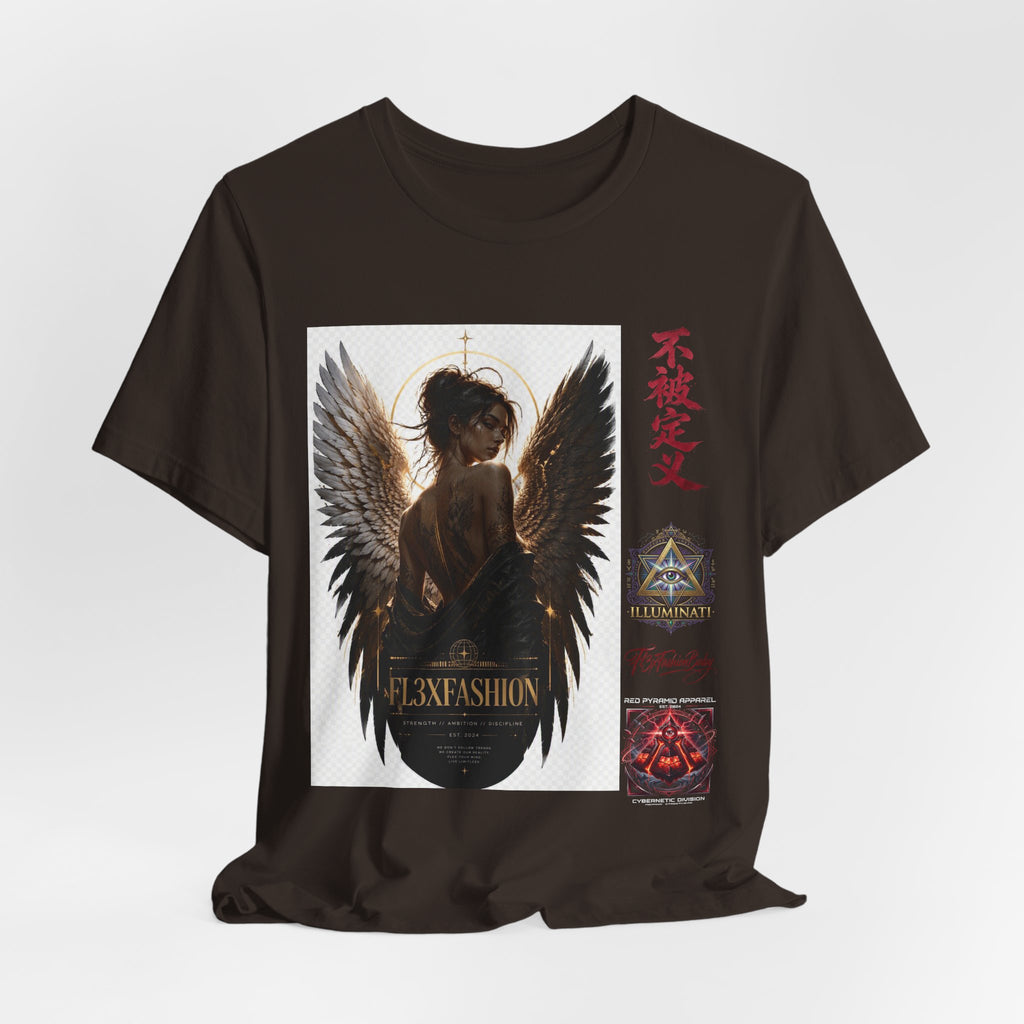 Angel Wings Graphic Tee — '不被定义' Asian-Inspired Dark Angel T-Shirt