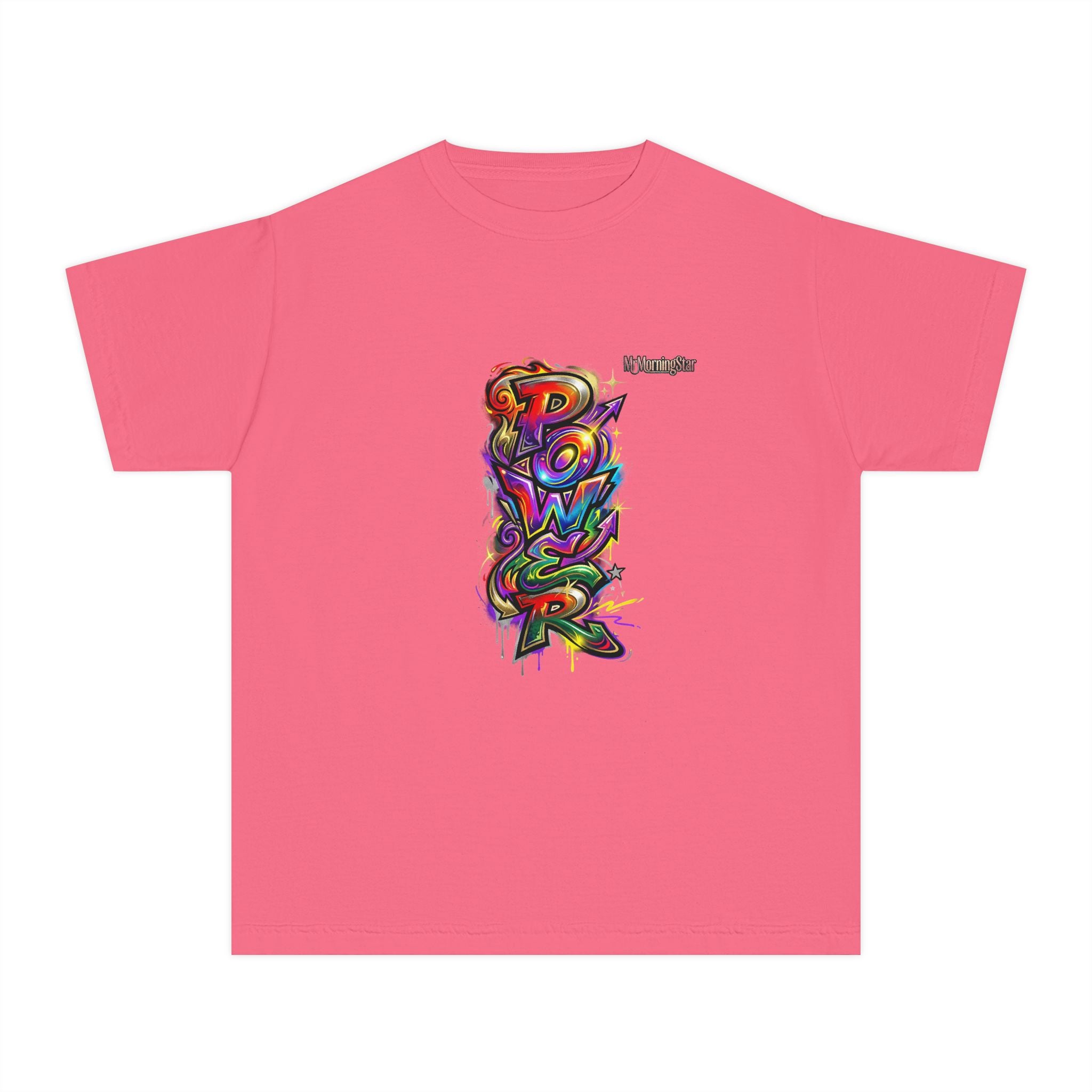 Youth Tee - Colorful 'Power' Graffiti Vertical Graphic