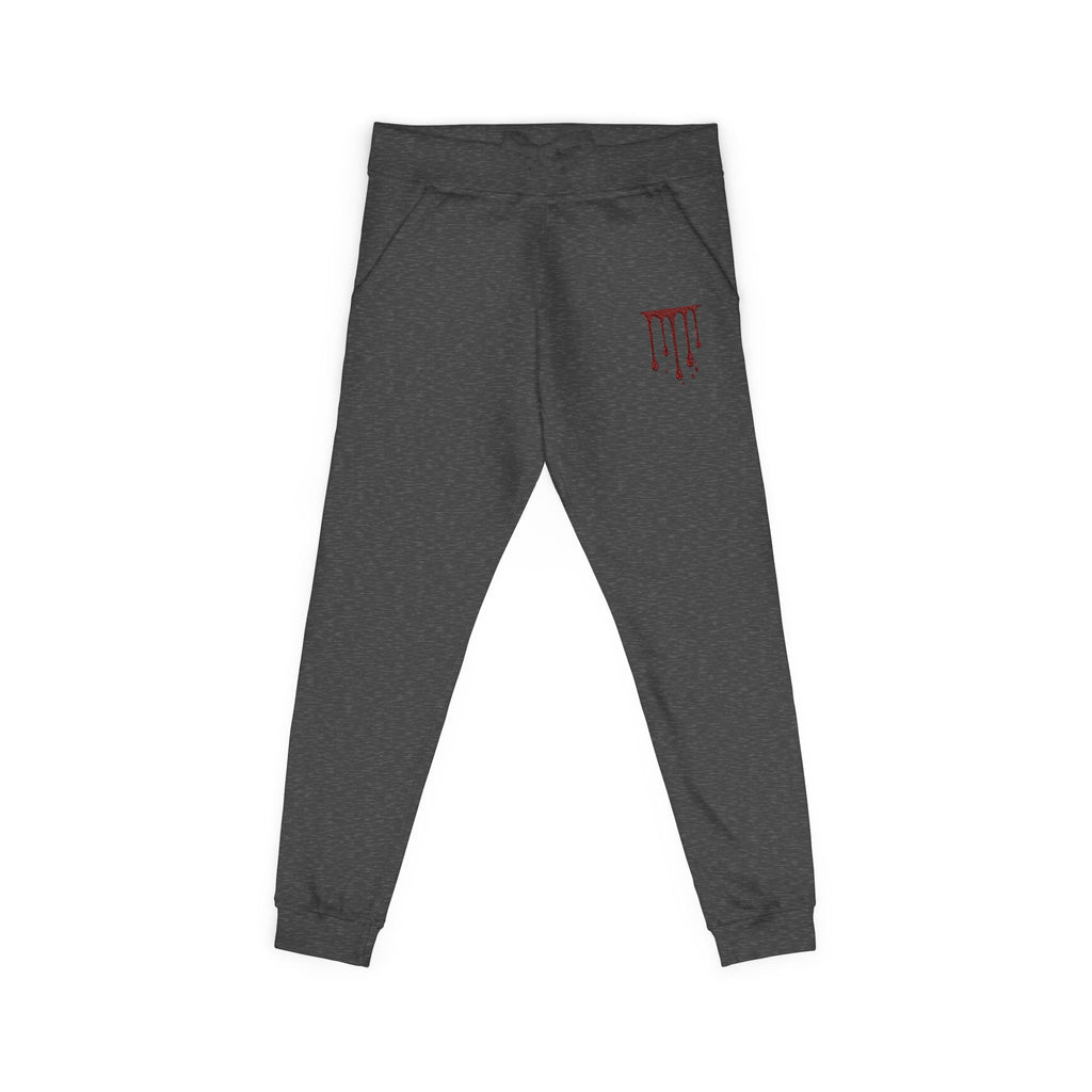 Embroidered Drip Horror Sweatpants — White Fleece Joggers
