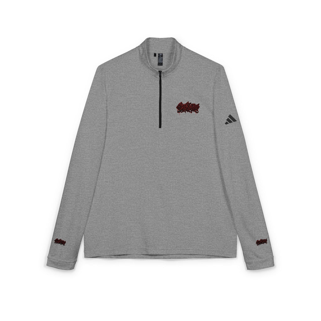 Embroidered adidas Quarter‑Zip Pullover – White Athletic Golf Top
