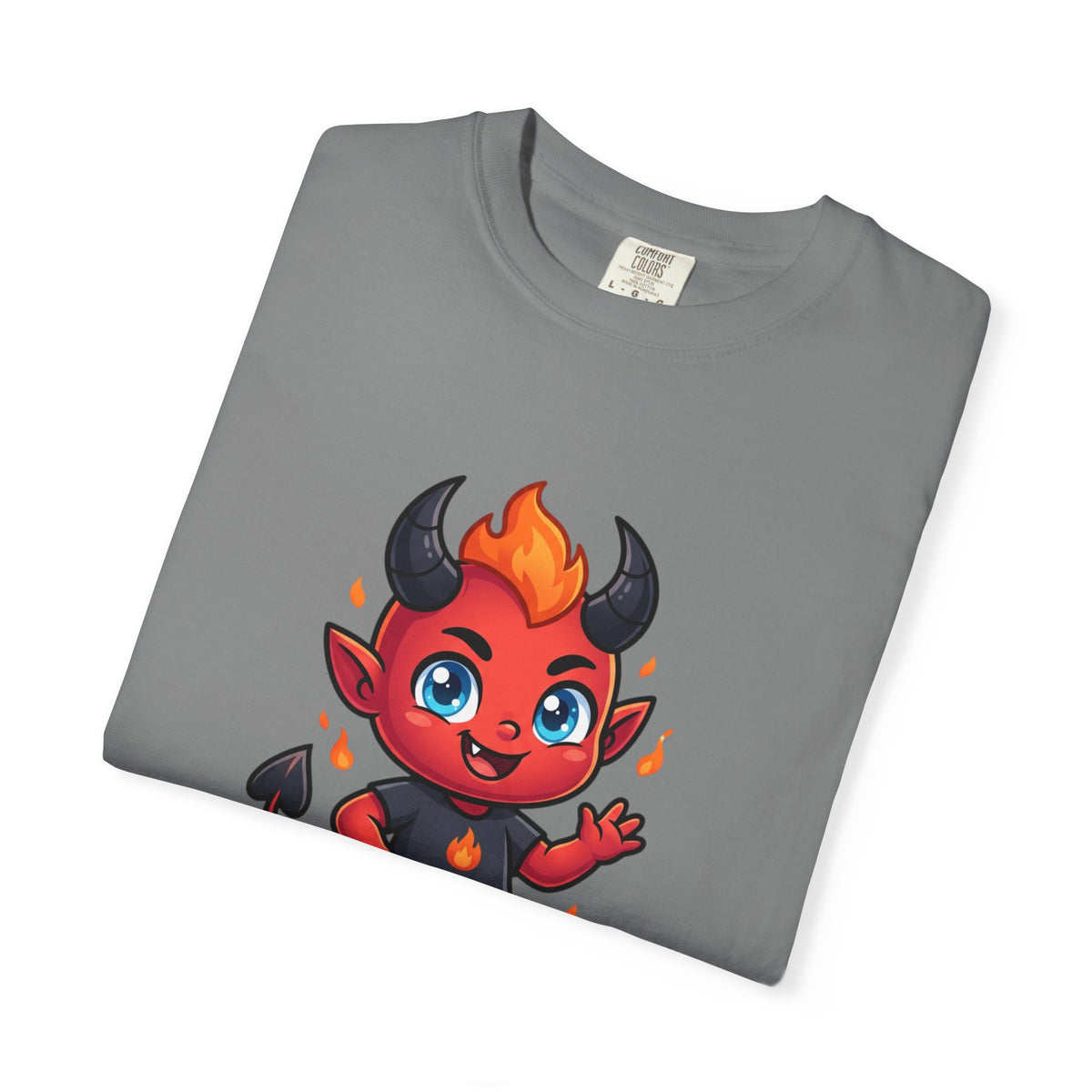 Devil Baby Graphic T-Shirt — Cute Red Demon Cartoon Tee with "FBfashionBaby" Script