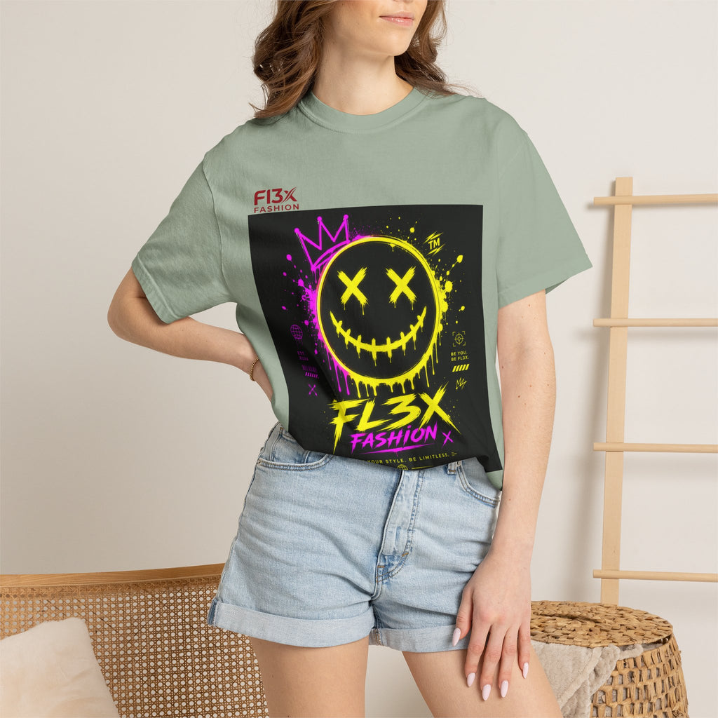 Graphic Tee — Neon Graffiti Smiley "FL3X Fashion"