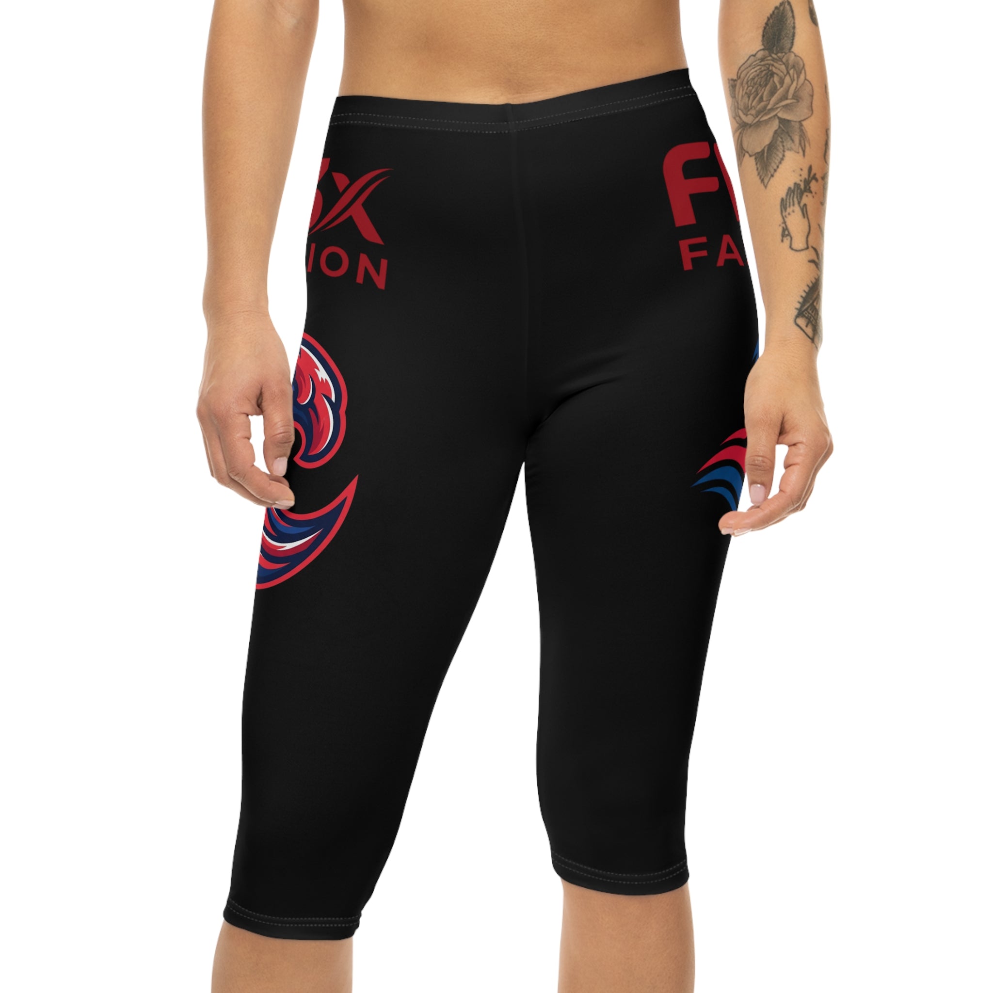 Wave Logo Capri Leggings — Women’s Athletic AOP Crop Pants