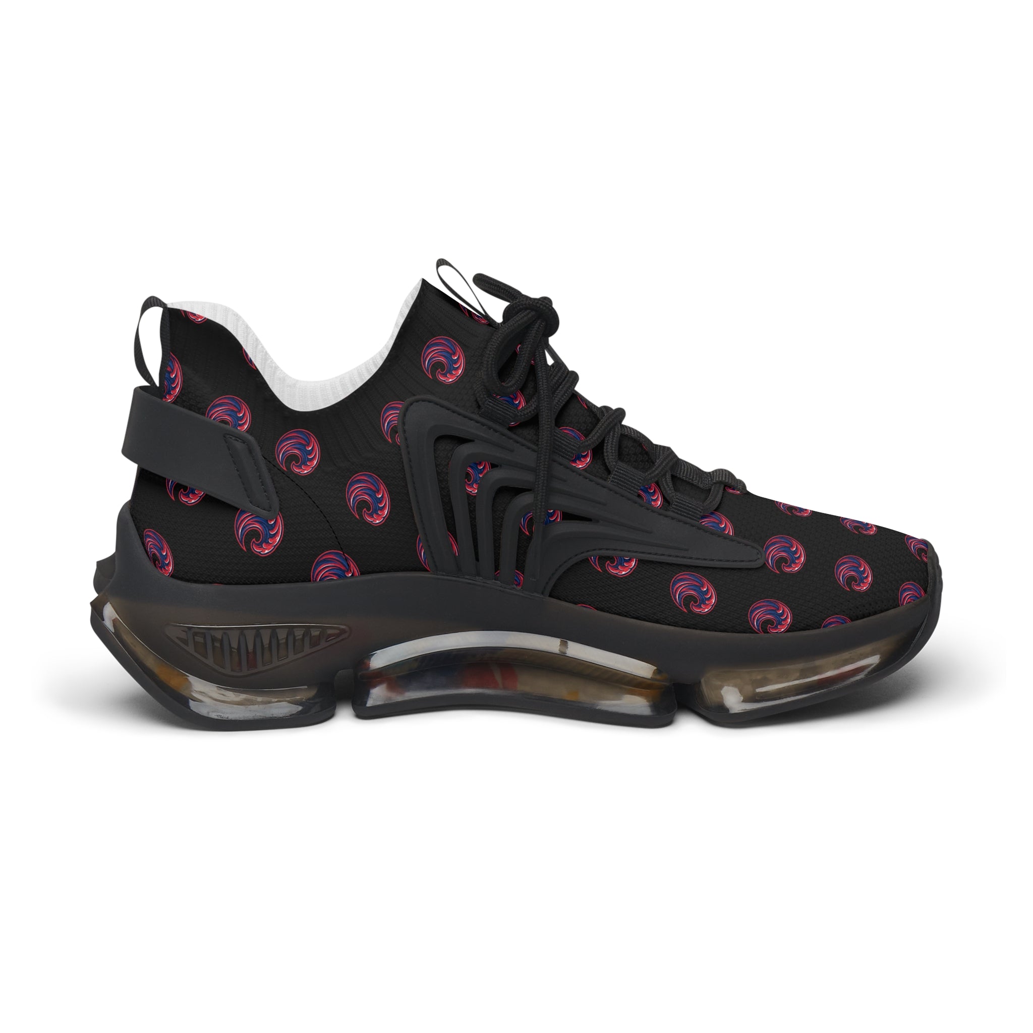 Women's Mesh Sneakers - Black Swirl Pattern Athletic Shoes