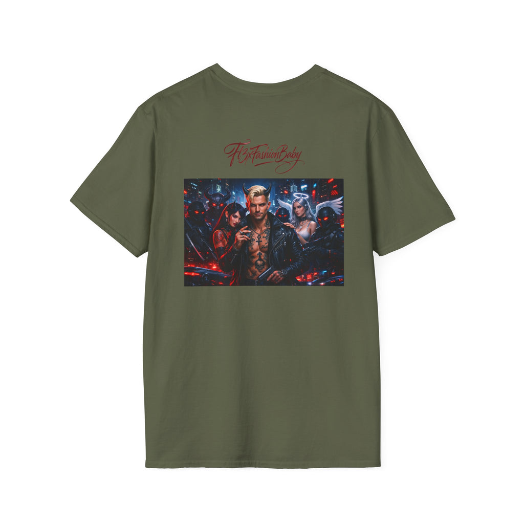 Graphic T-Shirt — F13X Fashion Collage Tee (Surfing Wave & Retro Crew)