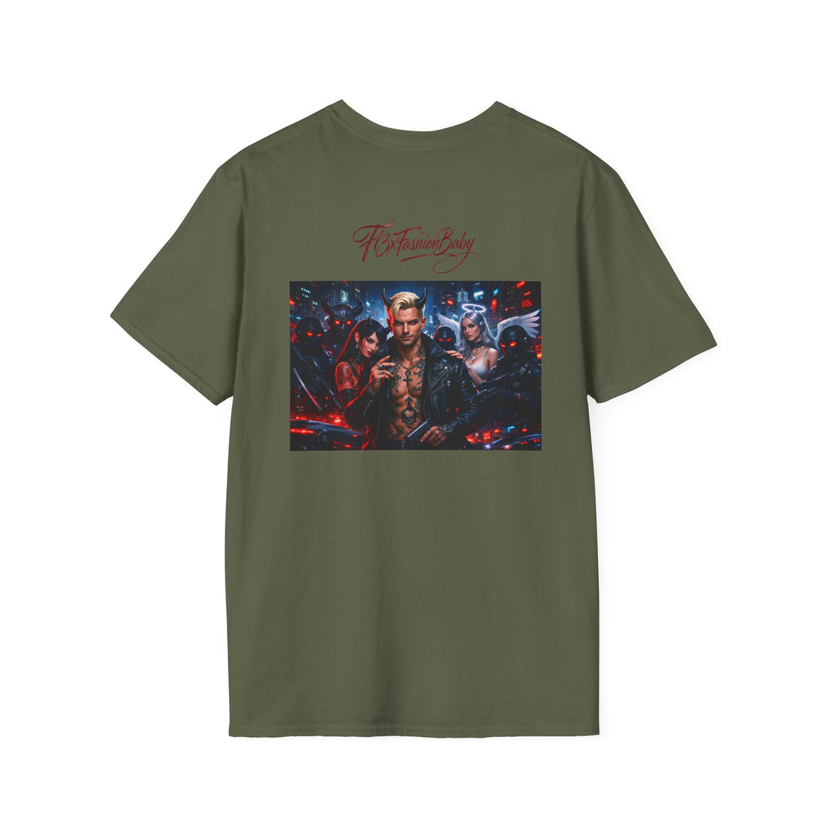 Graphic T-Shirt — F13X Fashion Collage Tee (Surfing Wave & Retro Crew)