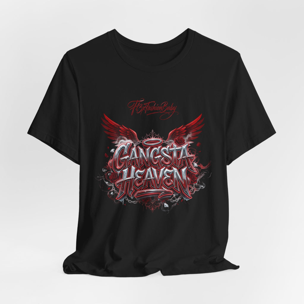 Gangsta Heaven Graphic Tee — Urban Winged Script T-Shirt