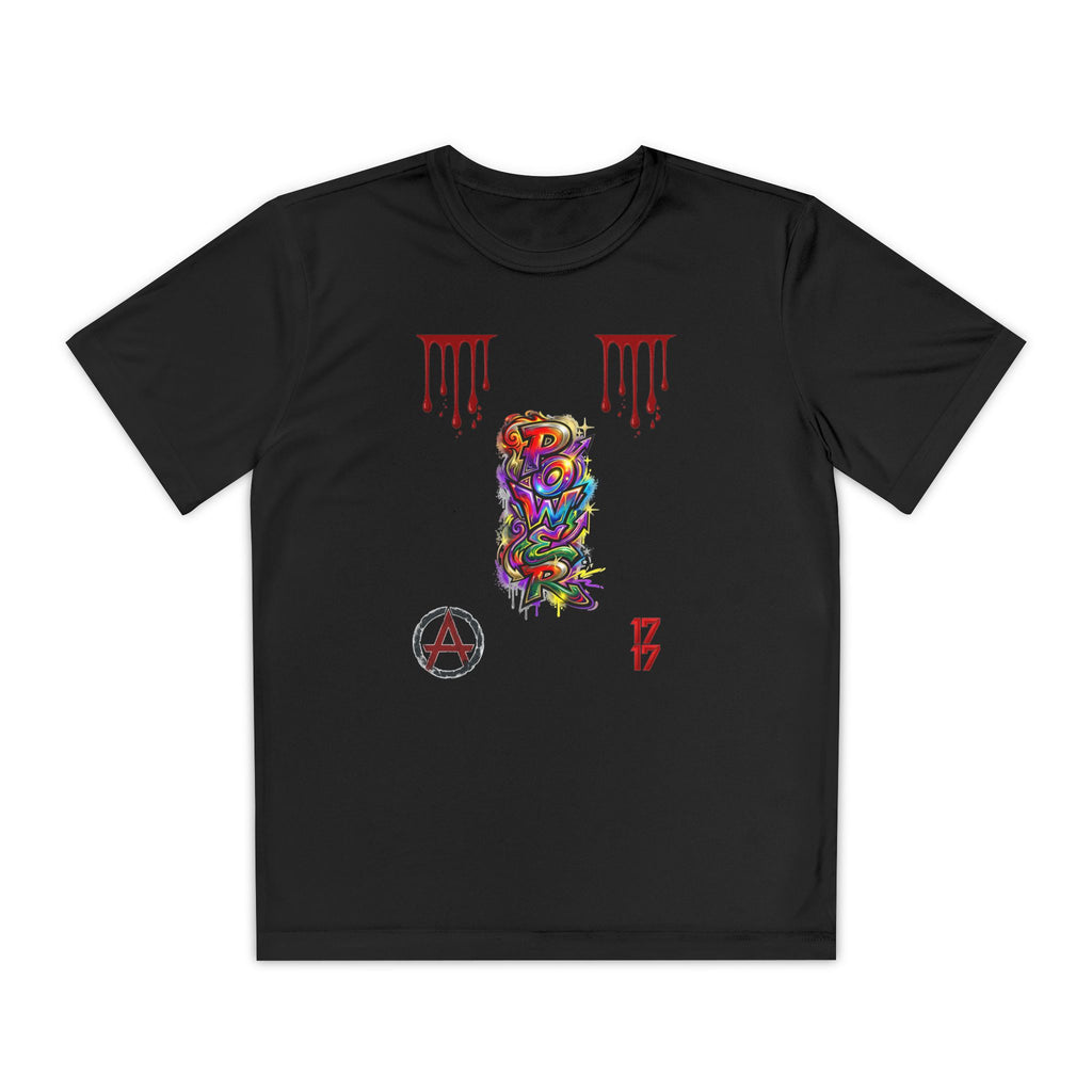 Youth Competitor Tee — Colorful Graffiti Anarchy Graphic T-Shirt