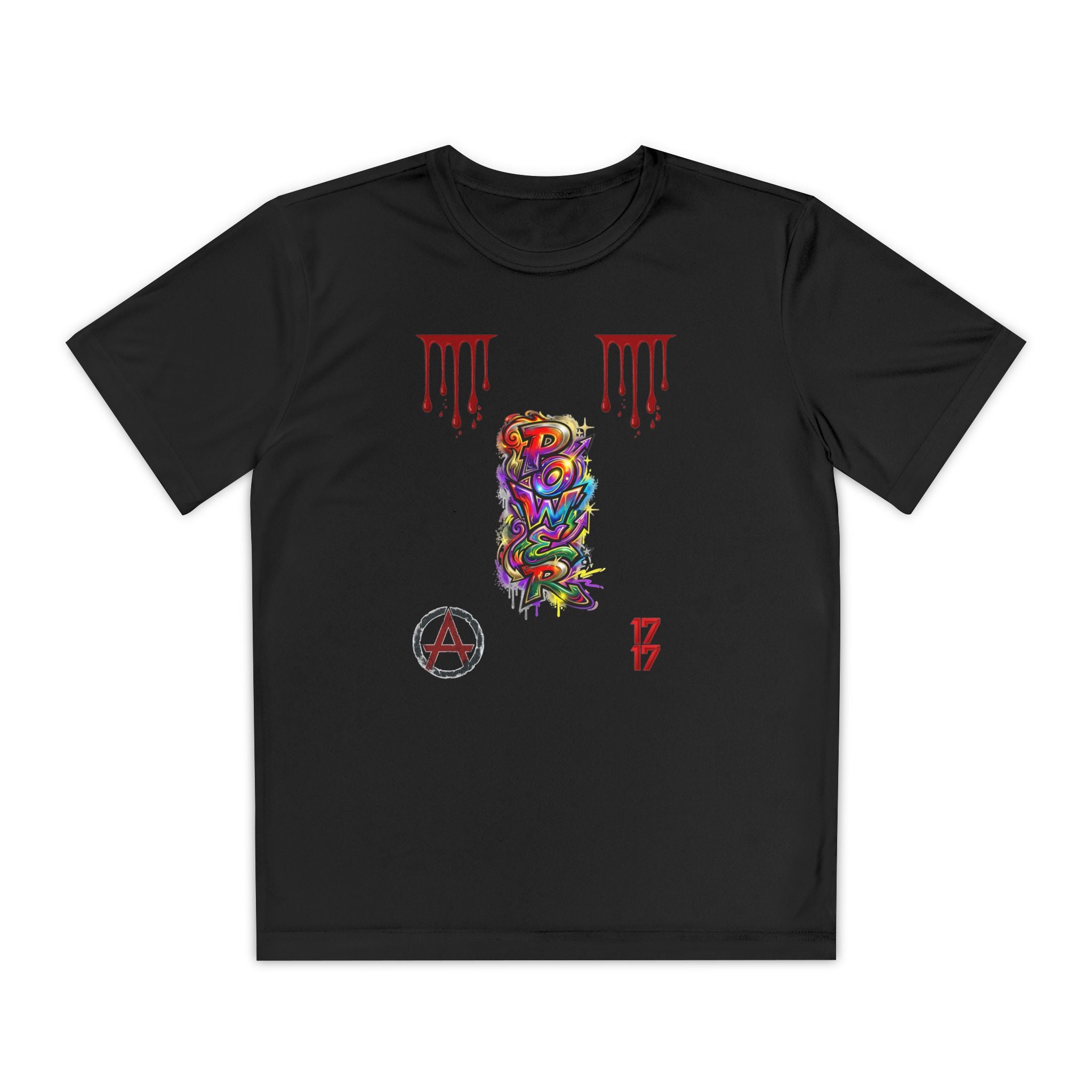 Youth Competitor Tee — Colorful Graffiti Anarchy Graphic T-Shirt