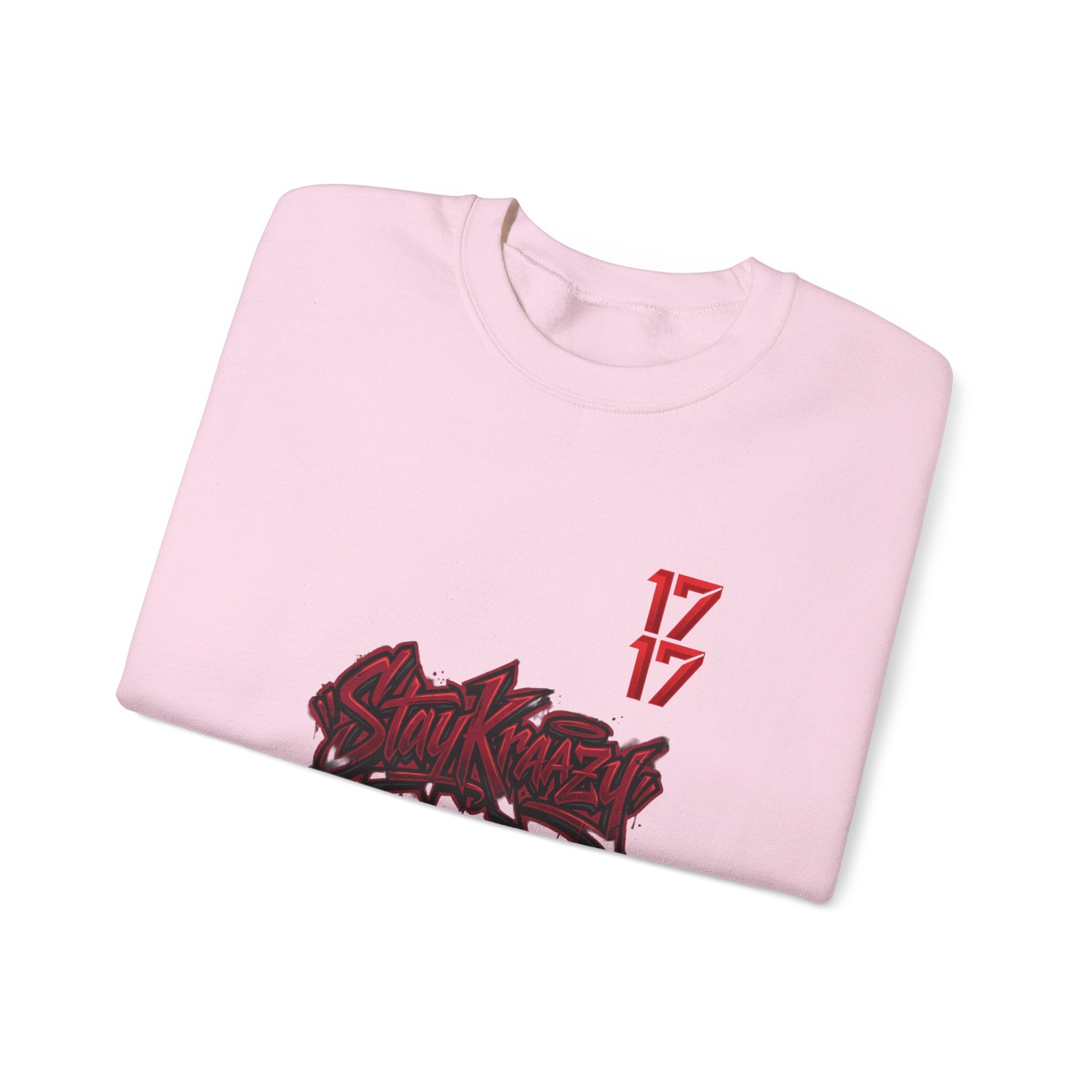 Streetwear Crewneck Sweatshirt — Graffiti 'Stay Krazy' Design with 17/17 Sleeve Accents