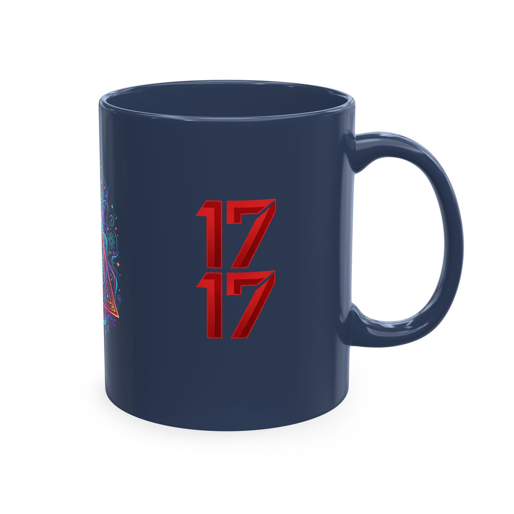 Ceramic Mug — Mystic Third Eye Pyramid Design with 7/17 Red Numerals