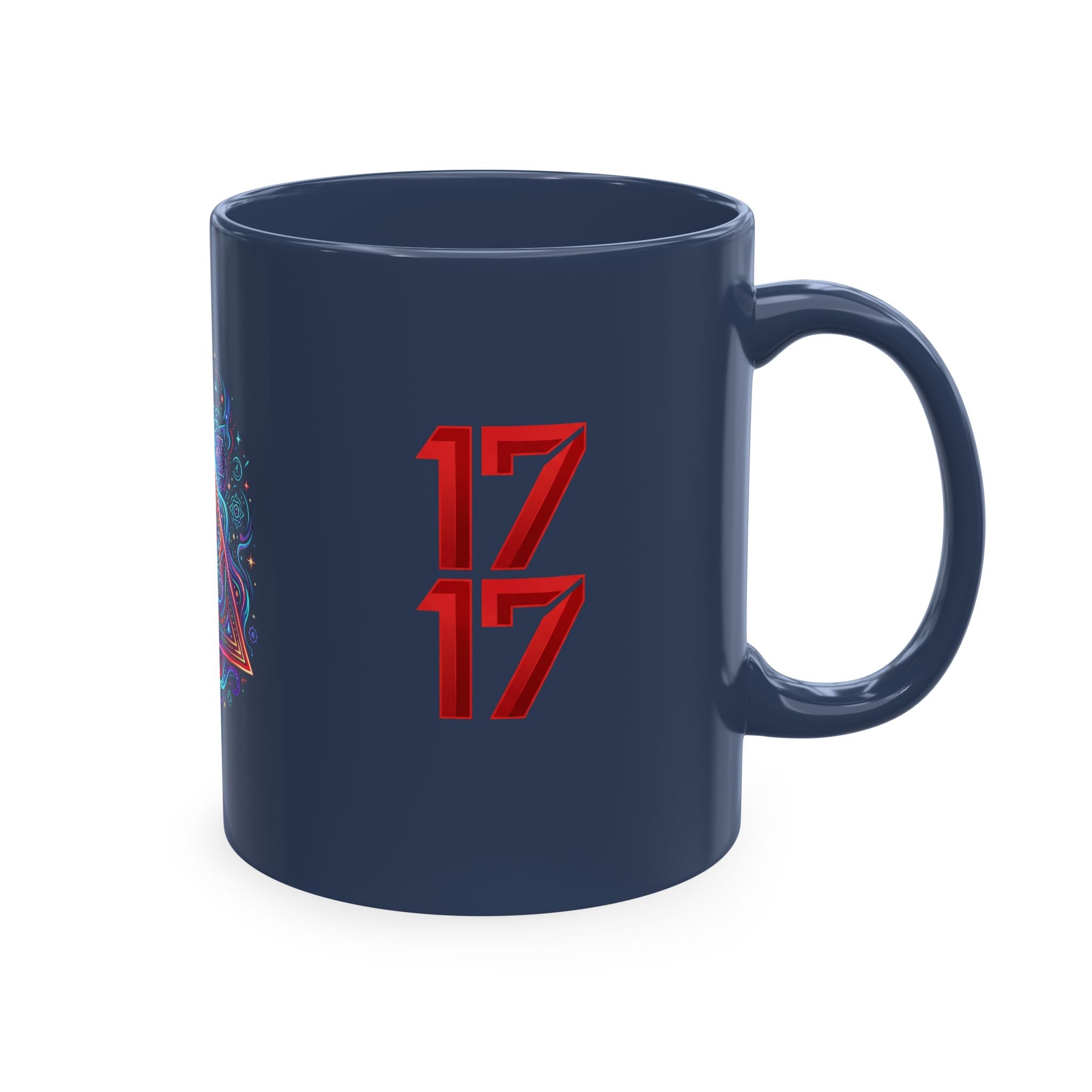 Ceramic Mug — Mystic Third Eye Pyramid Design with 7/17 Red Numerals