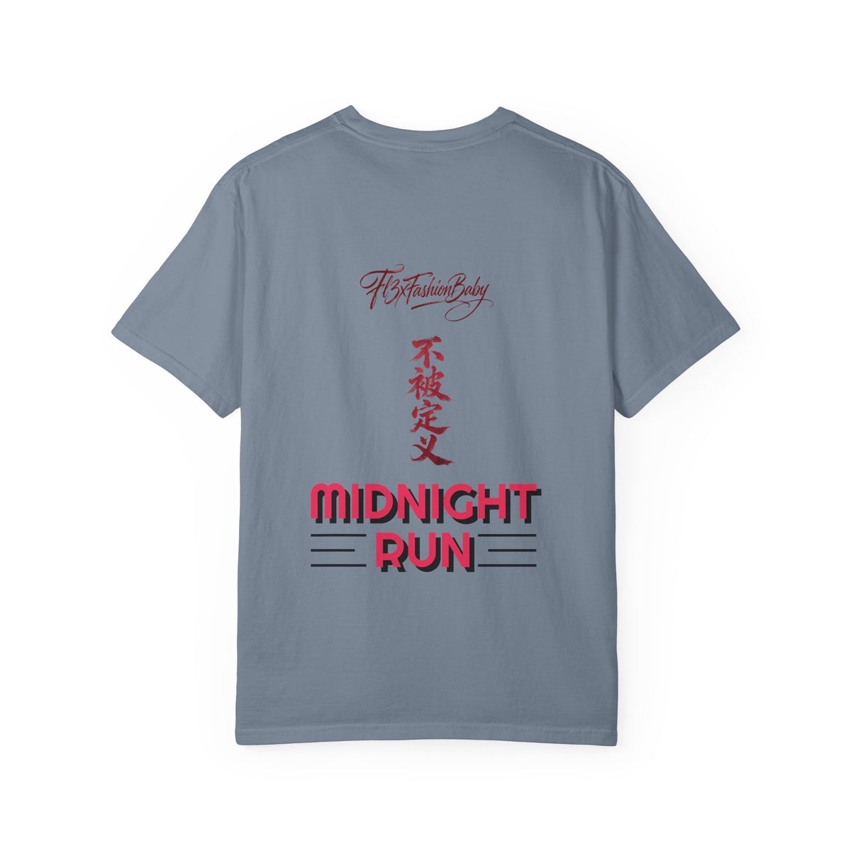 Midnight Run Tee — Vertical Japanese Script Graphic T-Shirt