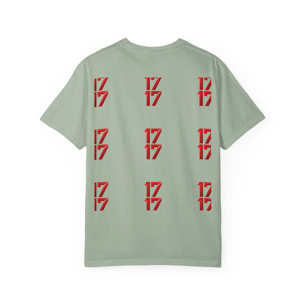 17 Pattern Graphic T-Shirt — Repeating Red Logo Tee
