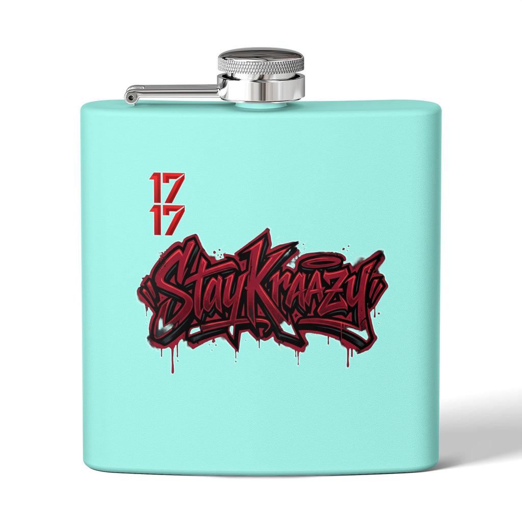 Flask — 'Stay Krazy' Graffiti Stainless Steel 6oz Hip-Hop Flask