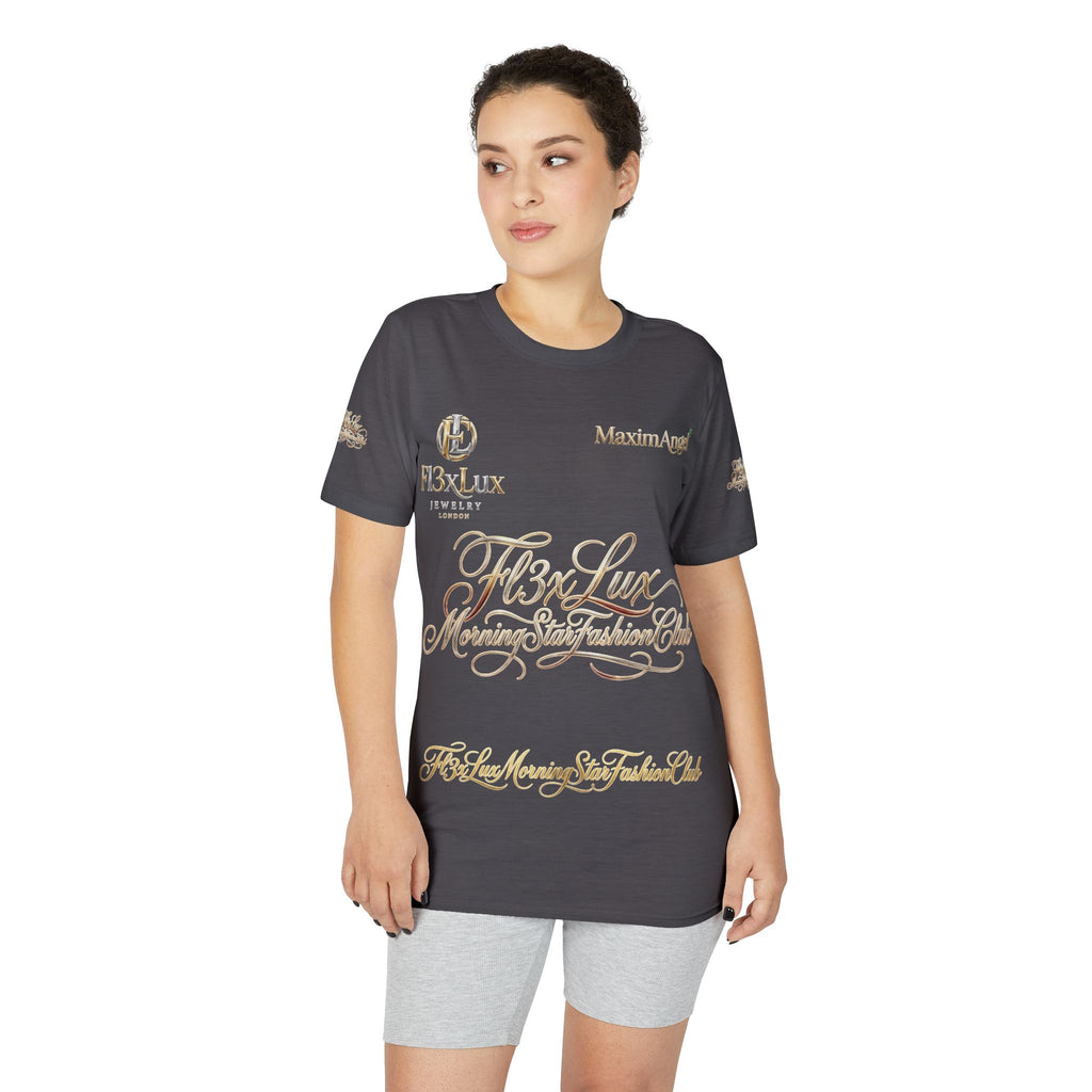 Luxury Gold Script Performance T-Shirt — F3xLux Morning Stay Fashion Club Design