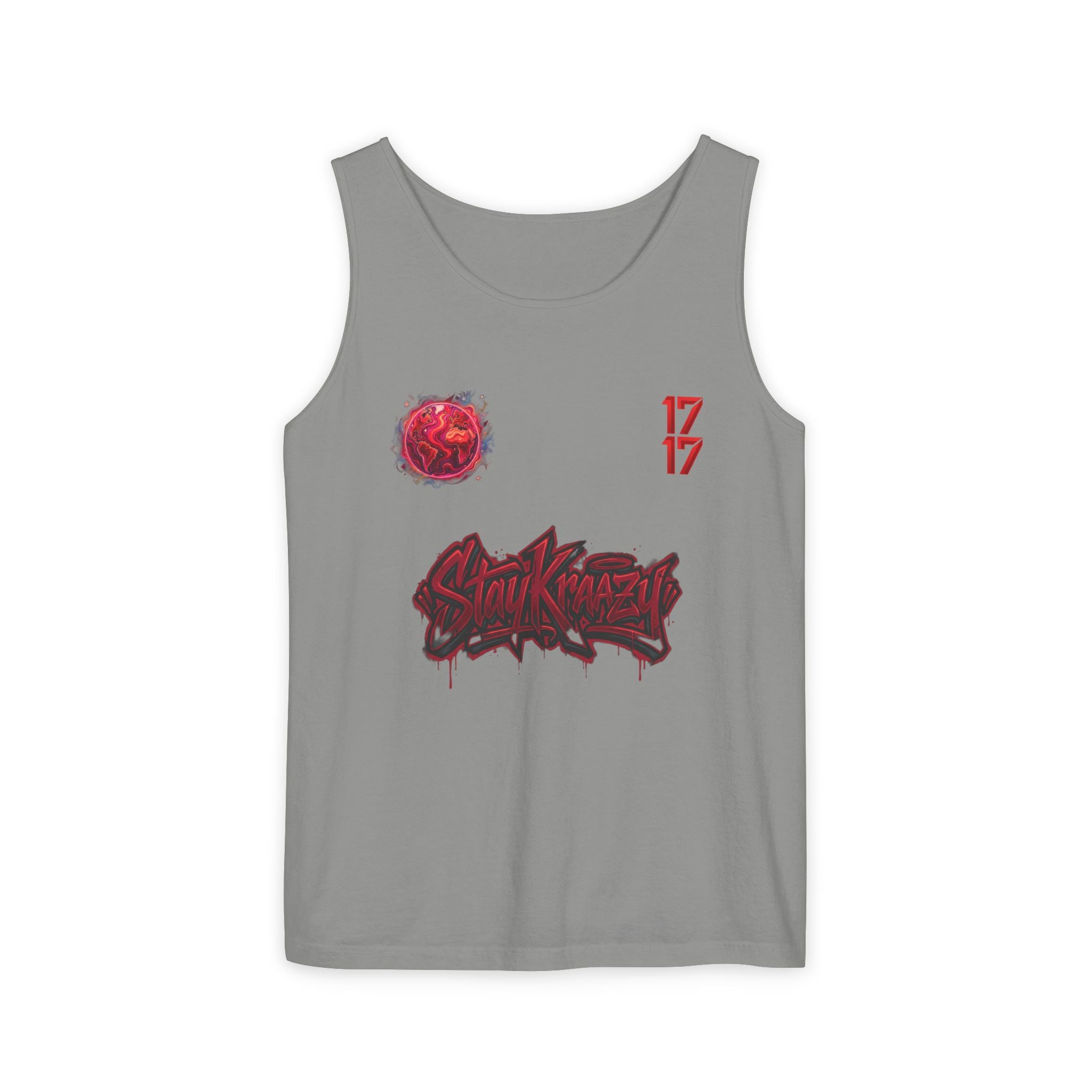 Red Planet Graphic Tank Top — '17/17' Streetwear Planet Design