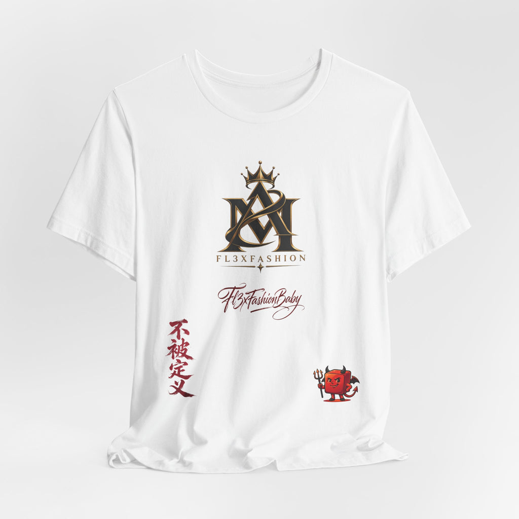 Graphic Tee — FuturFashion Logo Tee with Asian Script & Devil Character