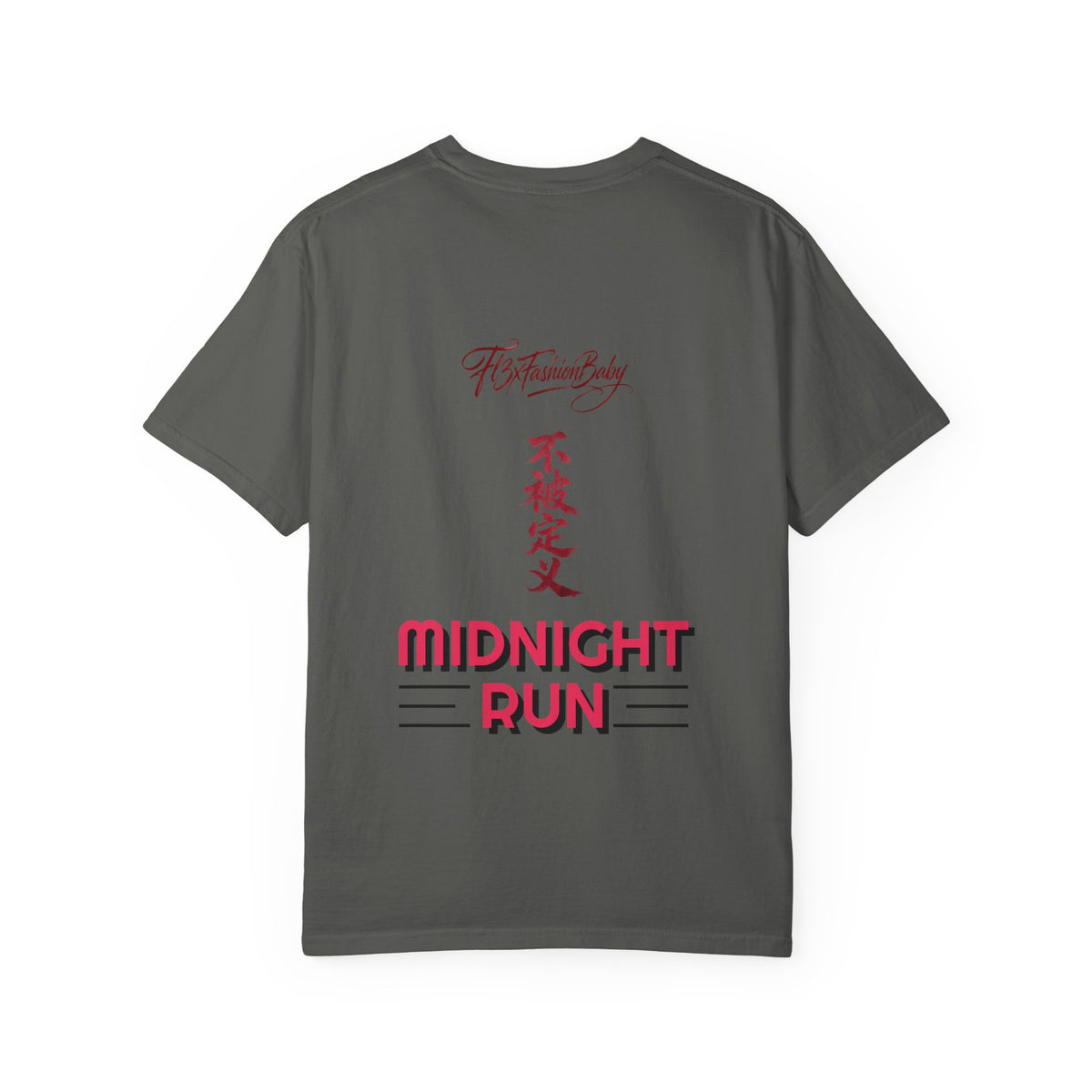 Midnight Run Tee — Vertical Japanese Script Graphic T-Shirt
