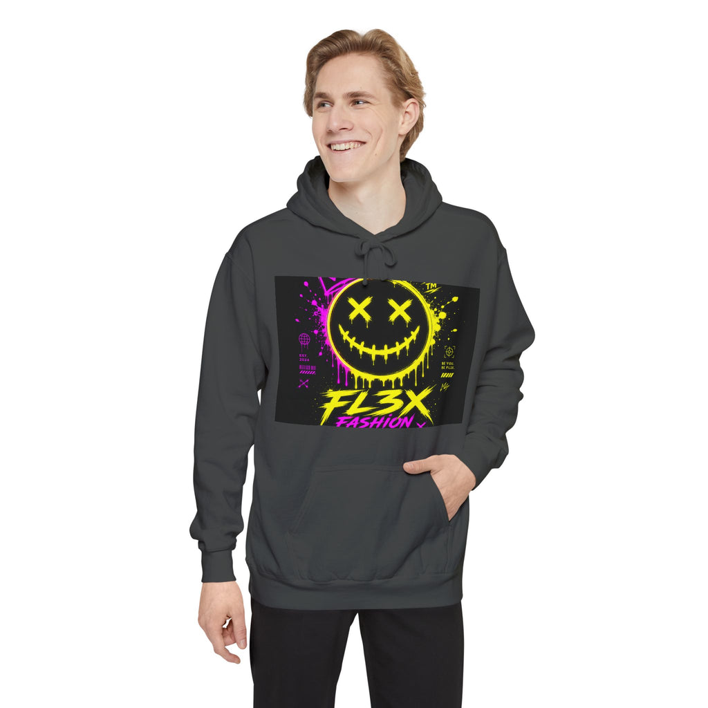 Graffiti Smiley Hoodie — FL3X Neon Streetwear Pullover