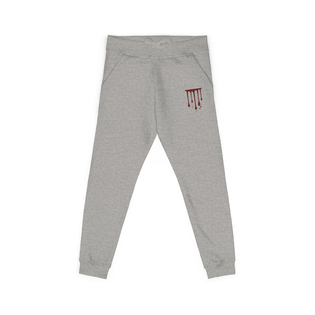 Embroidered Drip Horror Sweatpants — White Fleece Joggers