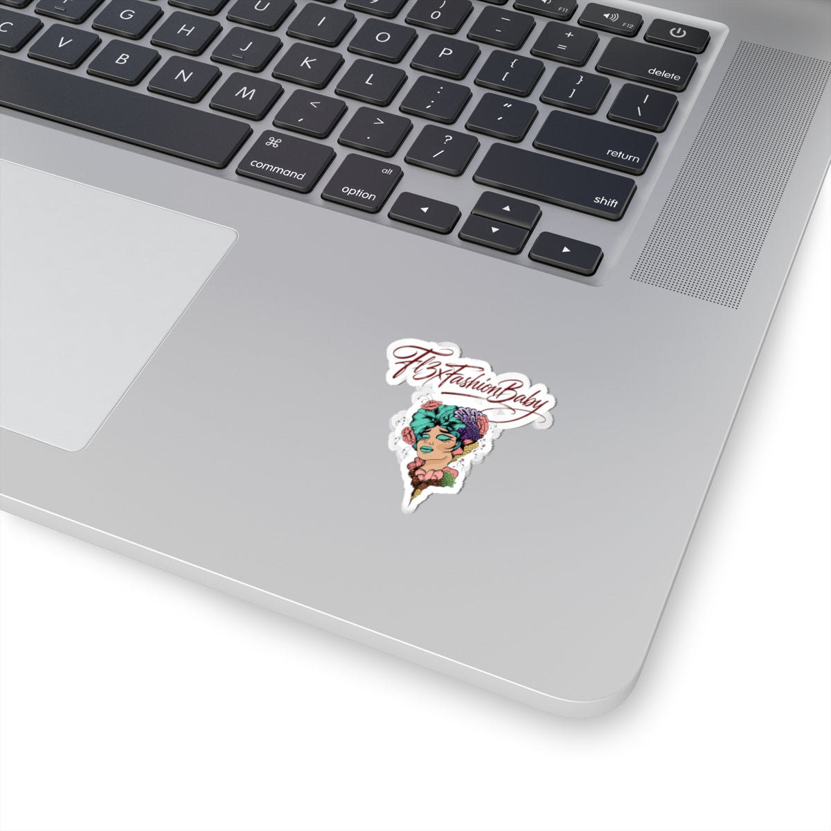 Kiss-Cut Sticker — 'FBxFashionBaby' Floral Portrait Laptop Decal