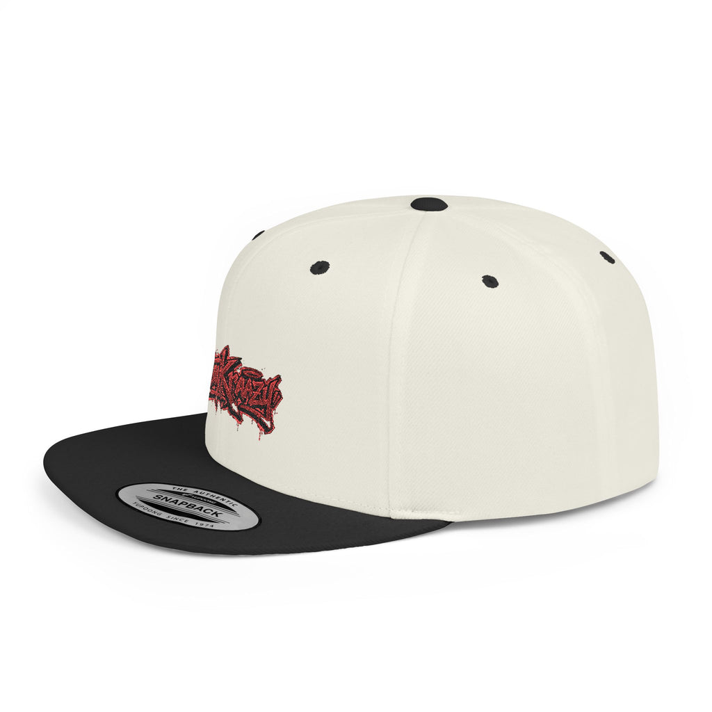 Snapback Hat — Red Graffiti Logo Flat Bill Cap