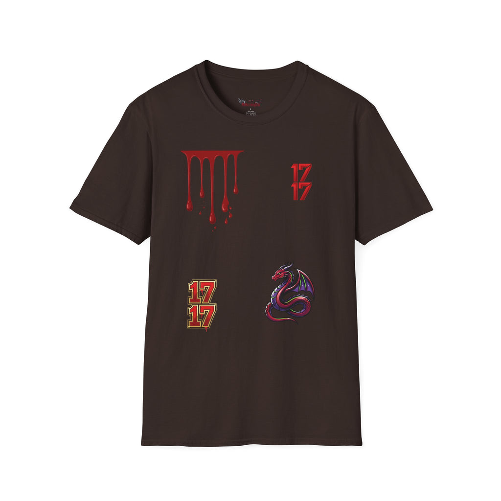 Graphic T-Shirt — Dripping Blood & 17/17 Snake Design