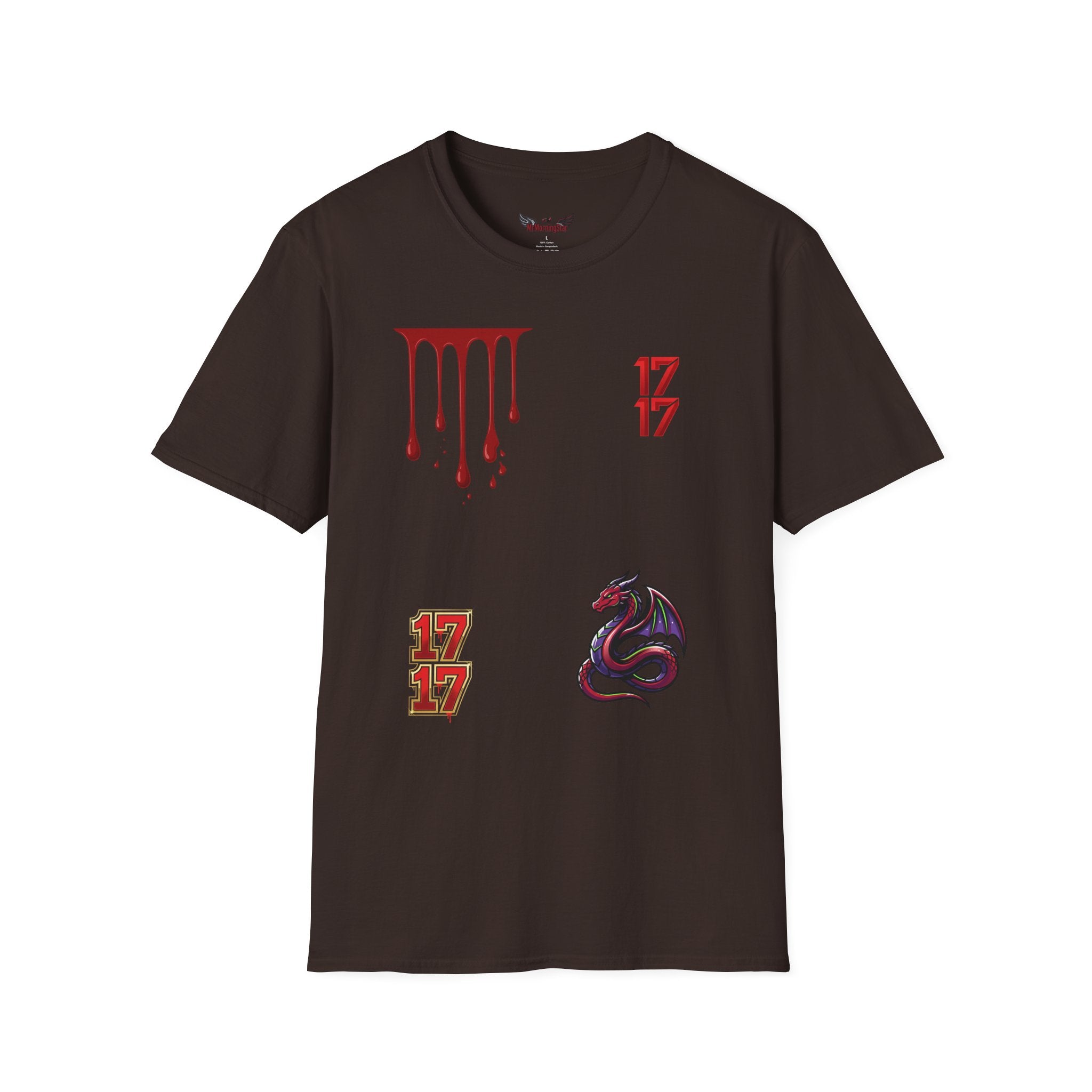 Graphic T-Shirt — Dripping Blood & 17/17 Snake Design